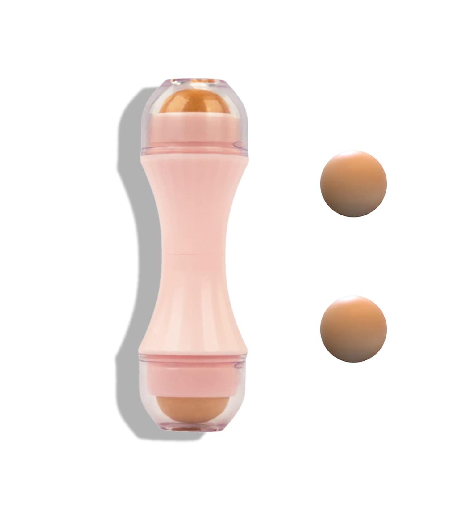 Oil-Absorbing Volcanic Roller - Double Head Facial Scooter with Interchangeable Volcanic Balls | Portable Oil Control Roller for Instant Shine Remover (Pink) - Buy Online on GoSupps.com