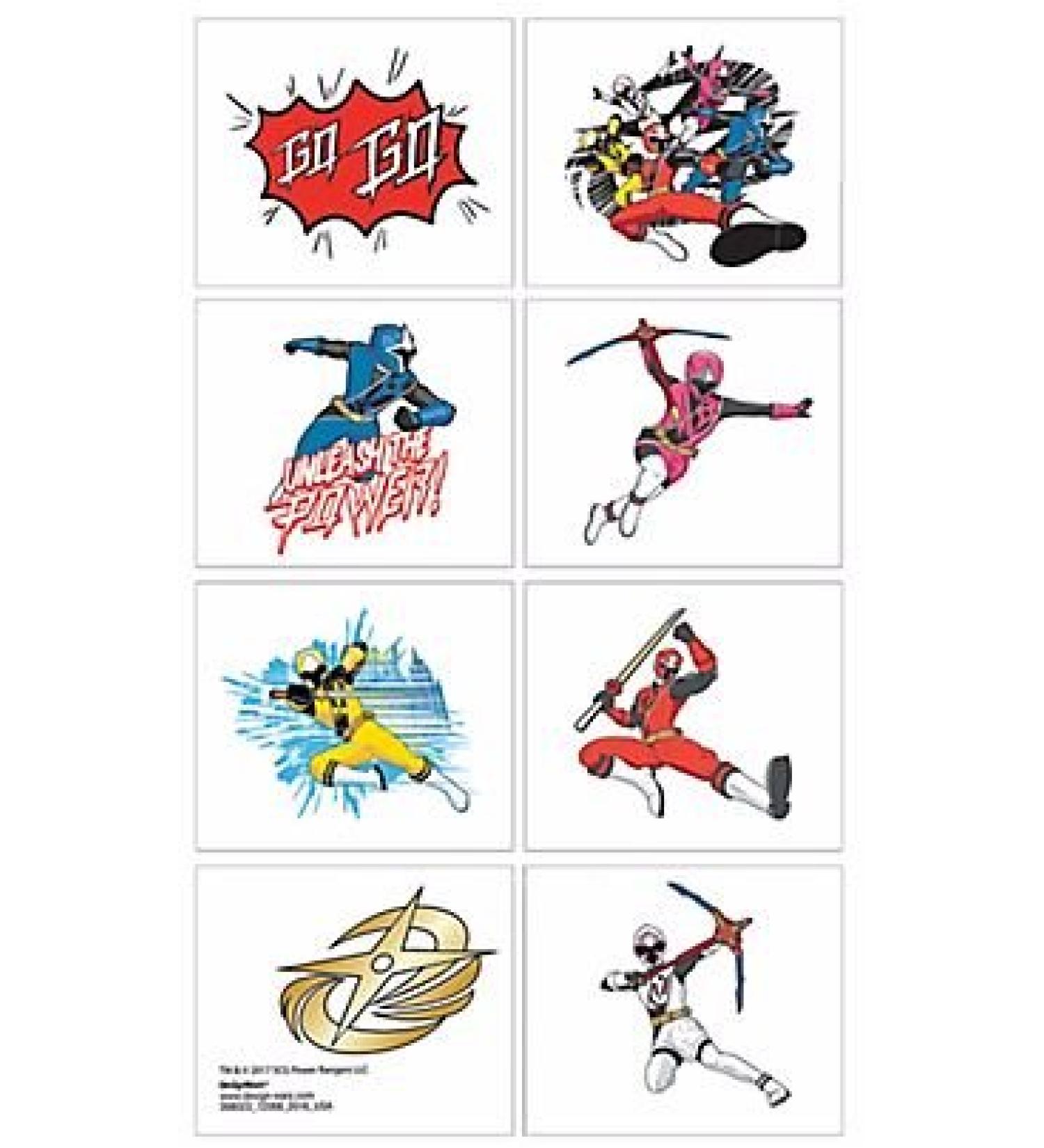 Power Rangers Ninja Tattoos Set of 8 Tattoos