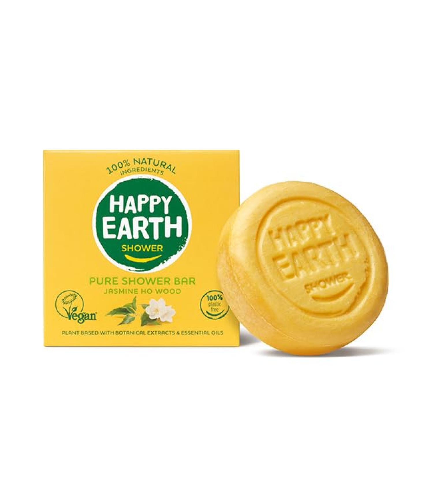 Happy Earth Shower bar For Women and Men Shower soap block 100 Natural Ingredients & Vegan Jasmine Ho Wood 90 gr Jasmine - Buy Online on GoSupps.com