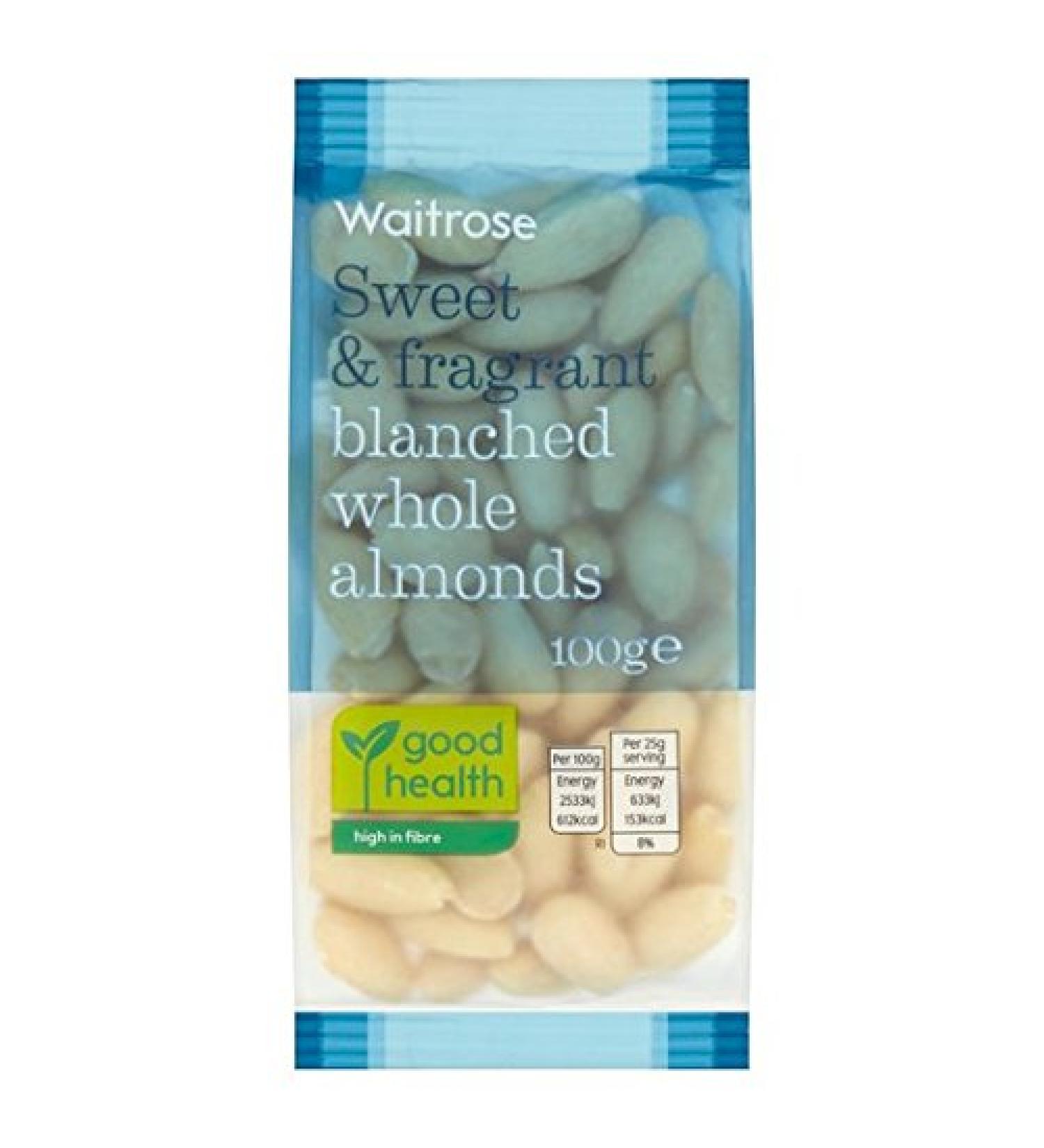 Waitrose 100g Whole Blanched Almonds