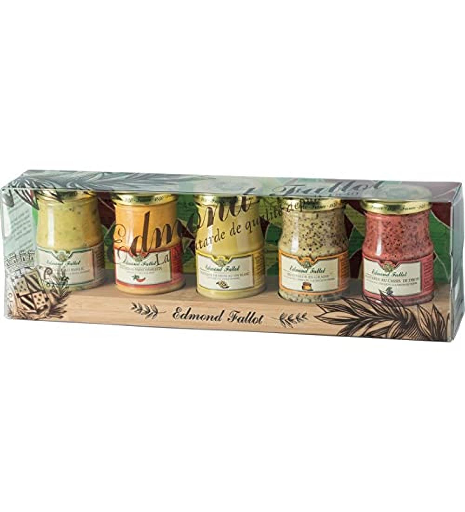 Assortment of mustards 5 x 100 g • Fallot mustard • Dijon mustard • Artisanal mustard • Flavored mustards • Edmo