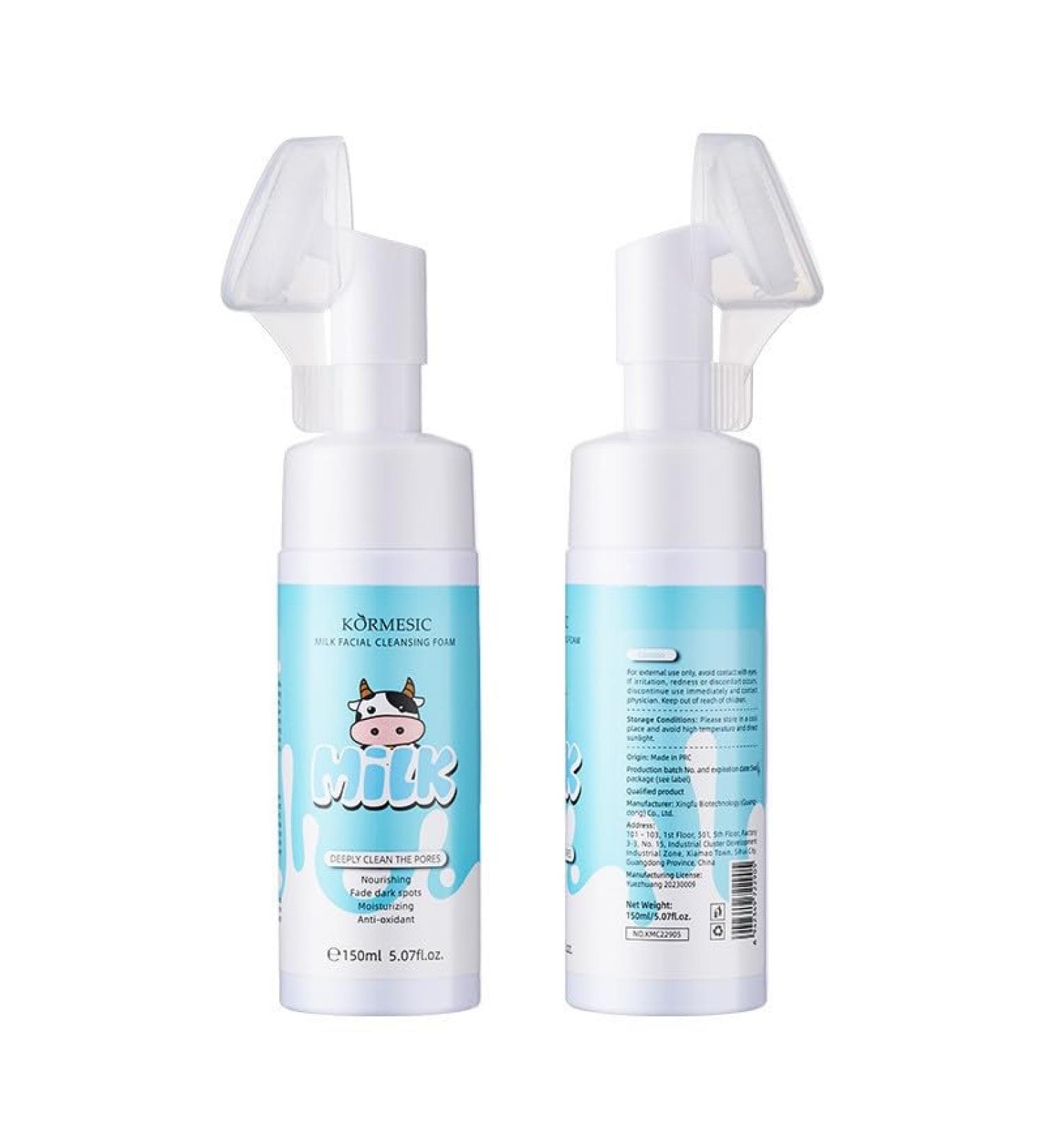 Milk Foaming Face Cleanser with Brush Triple Cleansing Mousse Face wash for Women & Men Foaming Face Wash Face Cleanser & Face Wash for Clean