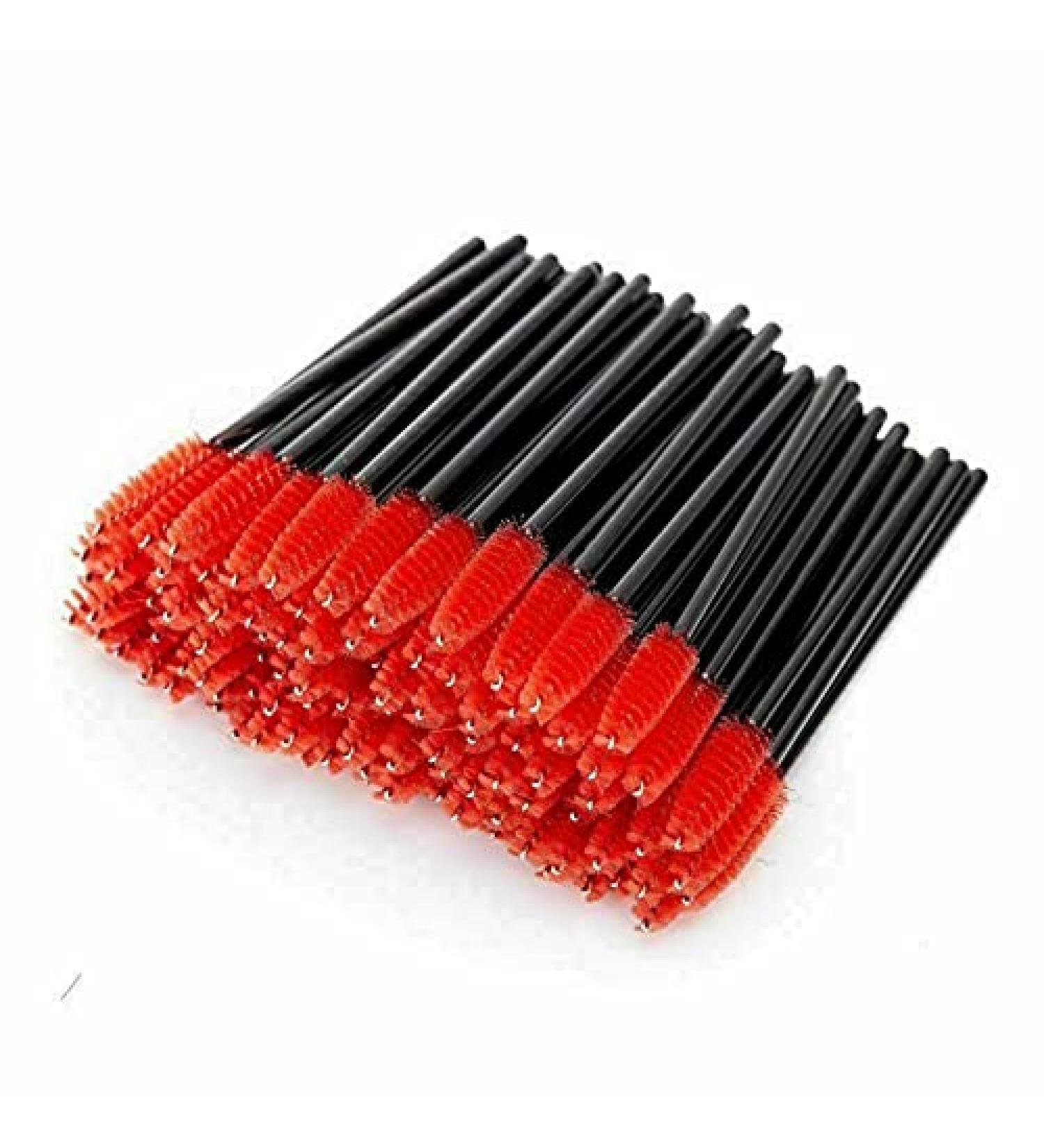 100 Mascara Wands Bulk Disposable Eyelash Eye Brow Brushes Applicator Spoolie Applicator Lash Extensions Makeup Tool Set (RED) - Buy Online on GoSupps.com
