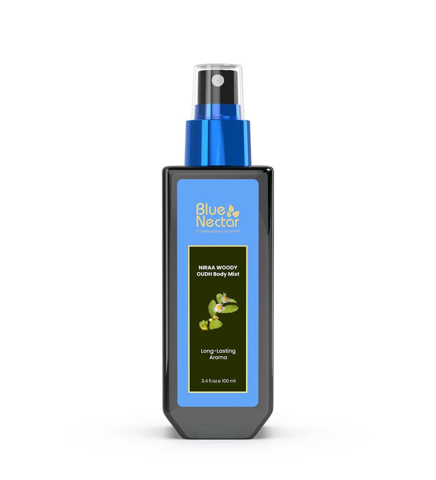 Blue Nectar Niraa Woody Oudh Body Mist for Hydrating Long Lasting Fragrance (100ml) Wood 3.4 Fl Oz - Buy Online on GoSupps.com