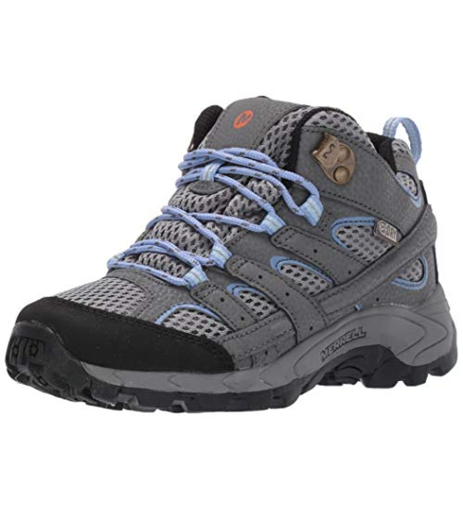 Merrell Kids Moab 2 Mid WTRPF Hiking Boot - Big Kid (8-12 Years) - Grey/Periwinkle - Buy Online on GoSupps.com