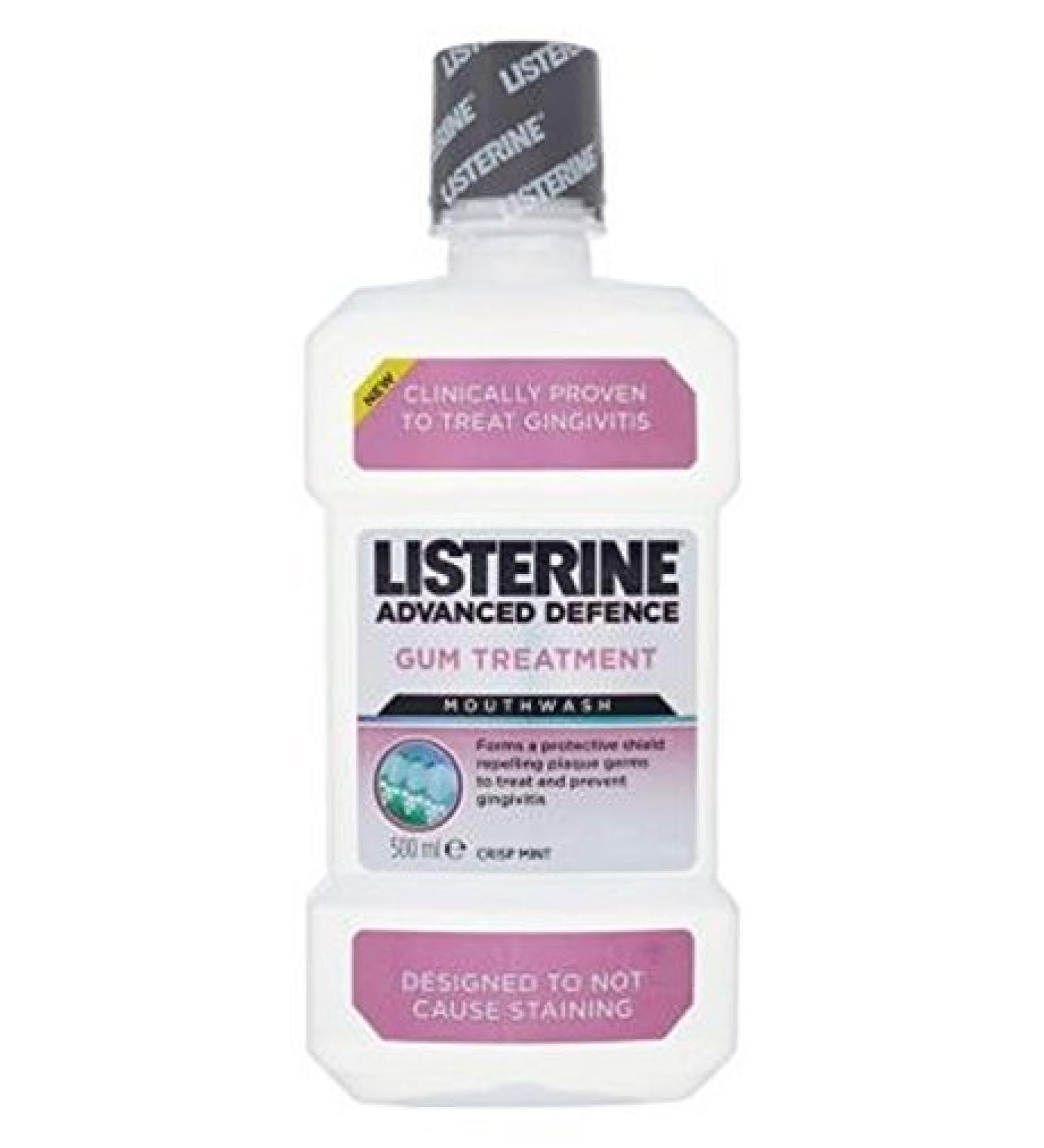 Listerine Advanced Defence Gum Treatment Mouthwash Crisp Mint 500Ml - Pack of 2 by Listerine