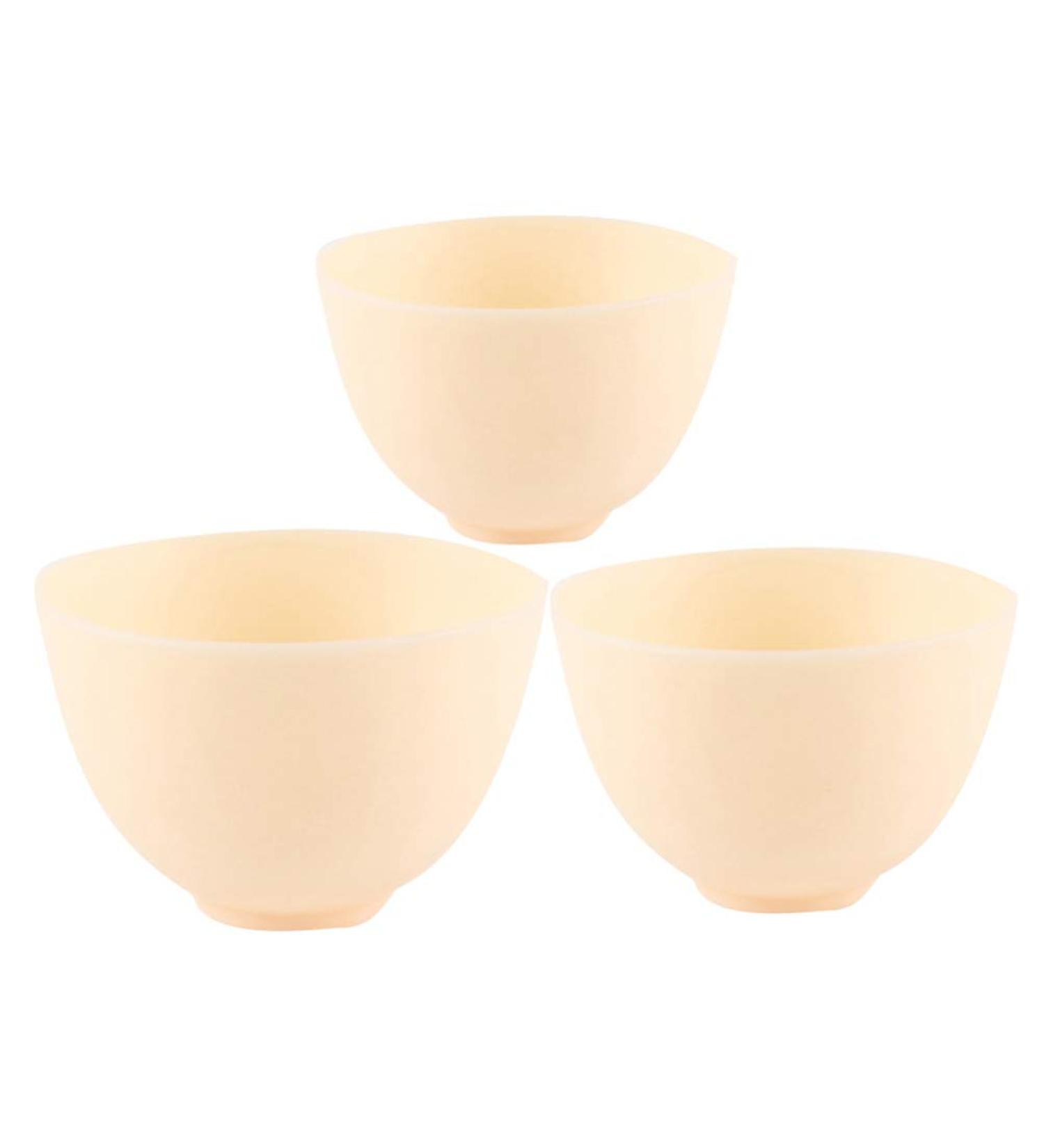 EXCEART Large Mixing Bowl Set - 3 Pcs Facial Mask Bowls for DIY Beauty Care - Ideal for Eye Masks - Yellow Color - Buy Online on GoSupps.com