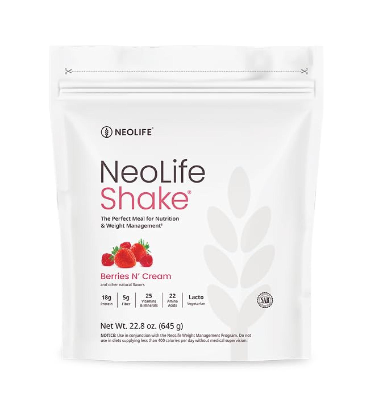 NeoLife - NeoLife Shake - Meal Nutrition Protein Powder 18g Protein Drink 25 Vitamins and Minerals Vitamin C Iron & Calcium - Berries n' Cream 22.8 oz (645g) - Buy Online on GoSupps.com