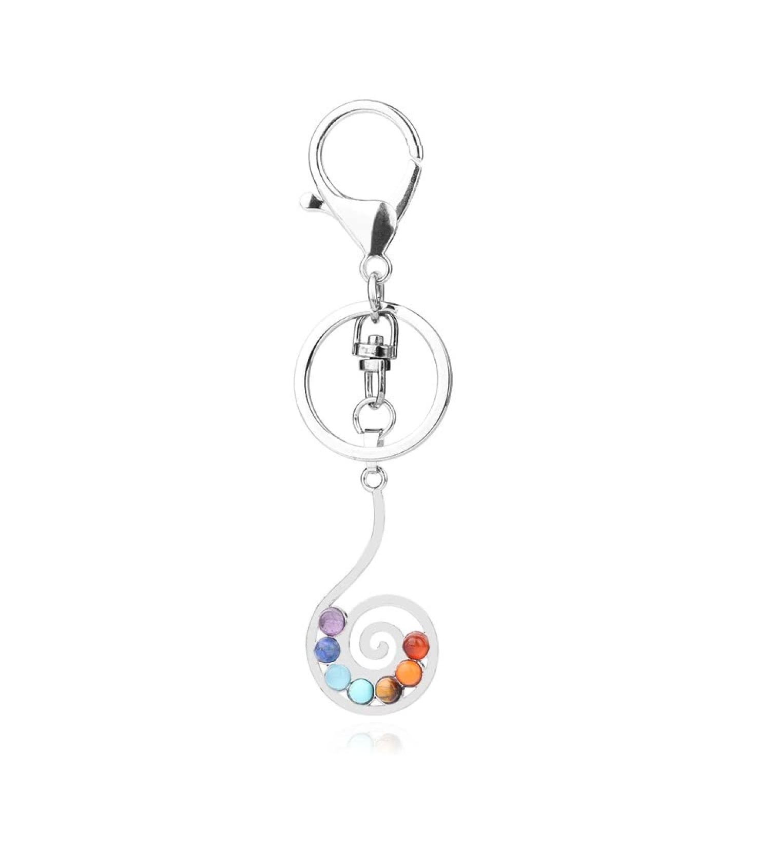 7 Pointed Chakra Healing Keychain Silver