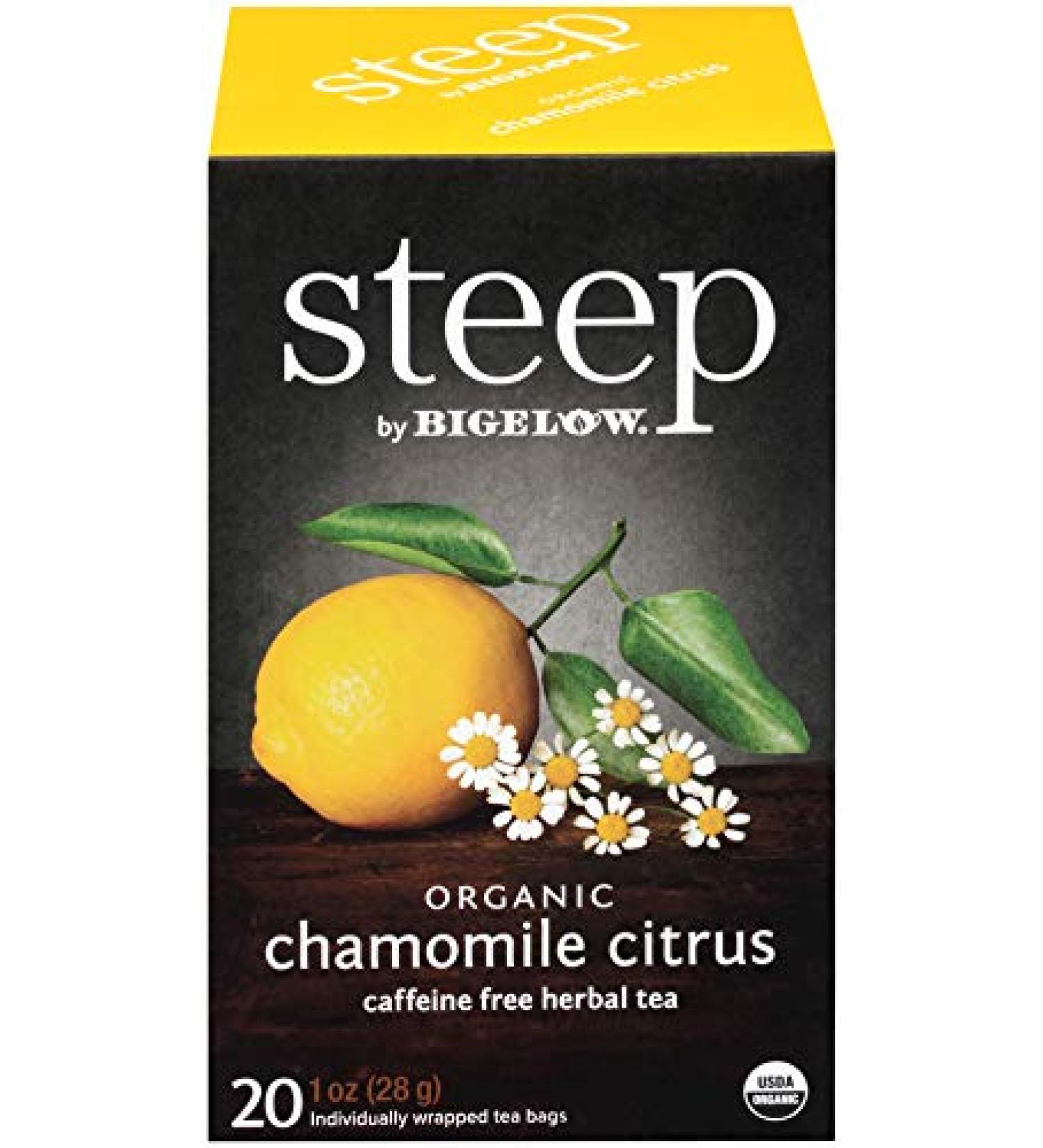 Steep Organic Chamomile Citrus Herbal Tea - 20 Count, Gluten-Free, Kosher, Certified Organic - Buy Online on GoSupps.com