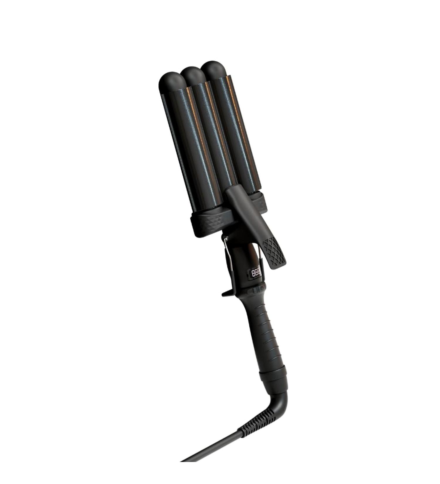 Mermade Hair PRO 32mm Black Triple Barrel Deep Waver - Salon Quality Curling Iron for Mermaid Loose Beach Curls & Waves - Buy Online on GoSupps.com