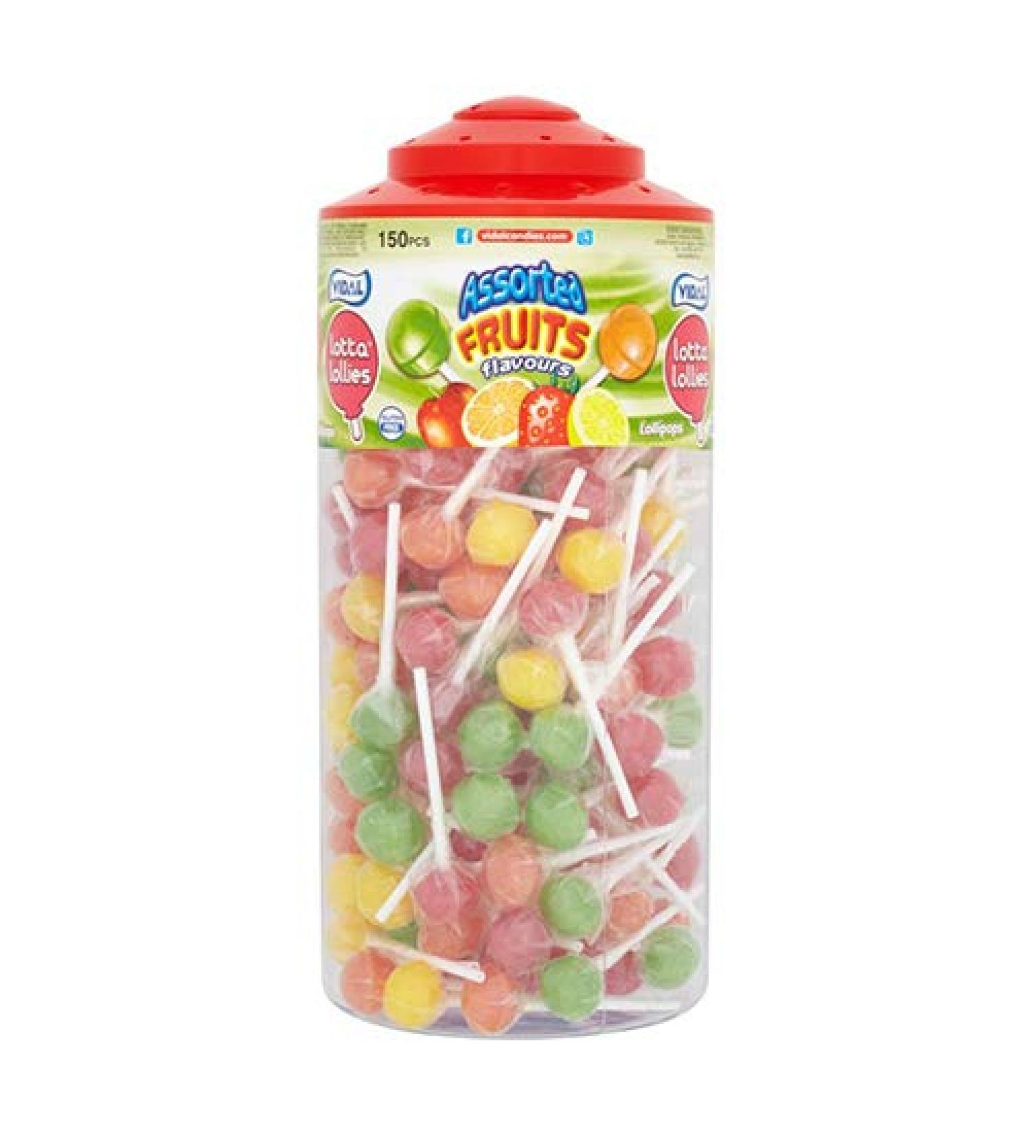 Vidal Lotta Lollies Assorted Fruit Lollipops 150-Pieces