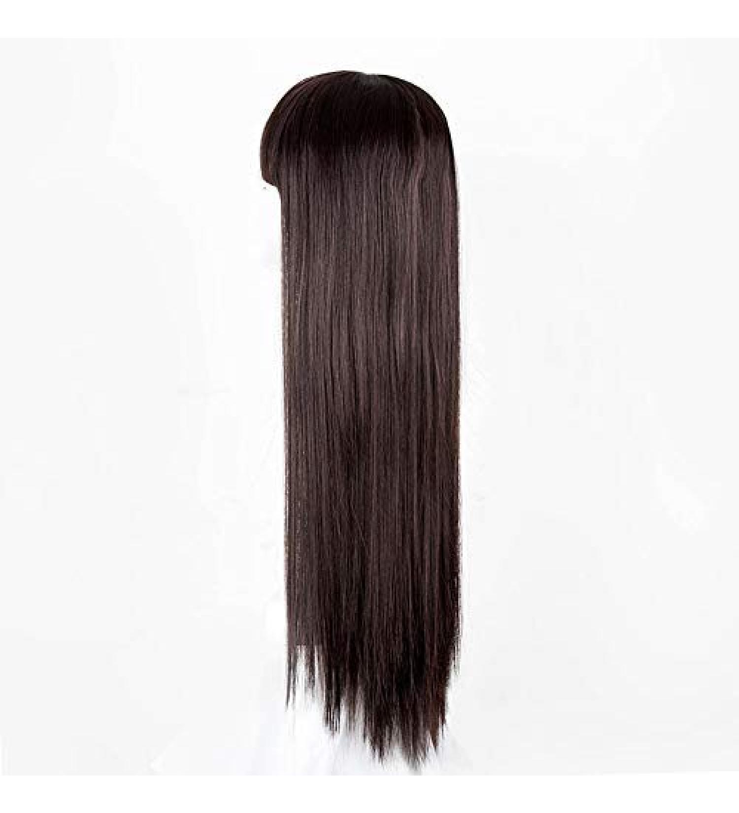 LFMDJF Wig Synthetic Long Straight Light Brown Hair Heat Resistant Fiber Female Costume Women Hairpieces 28inches Bug Brown