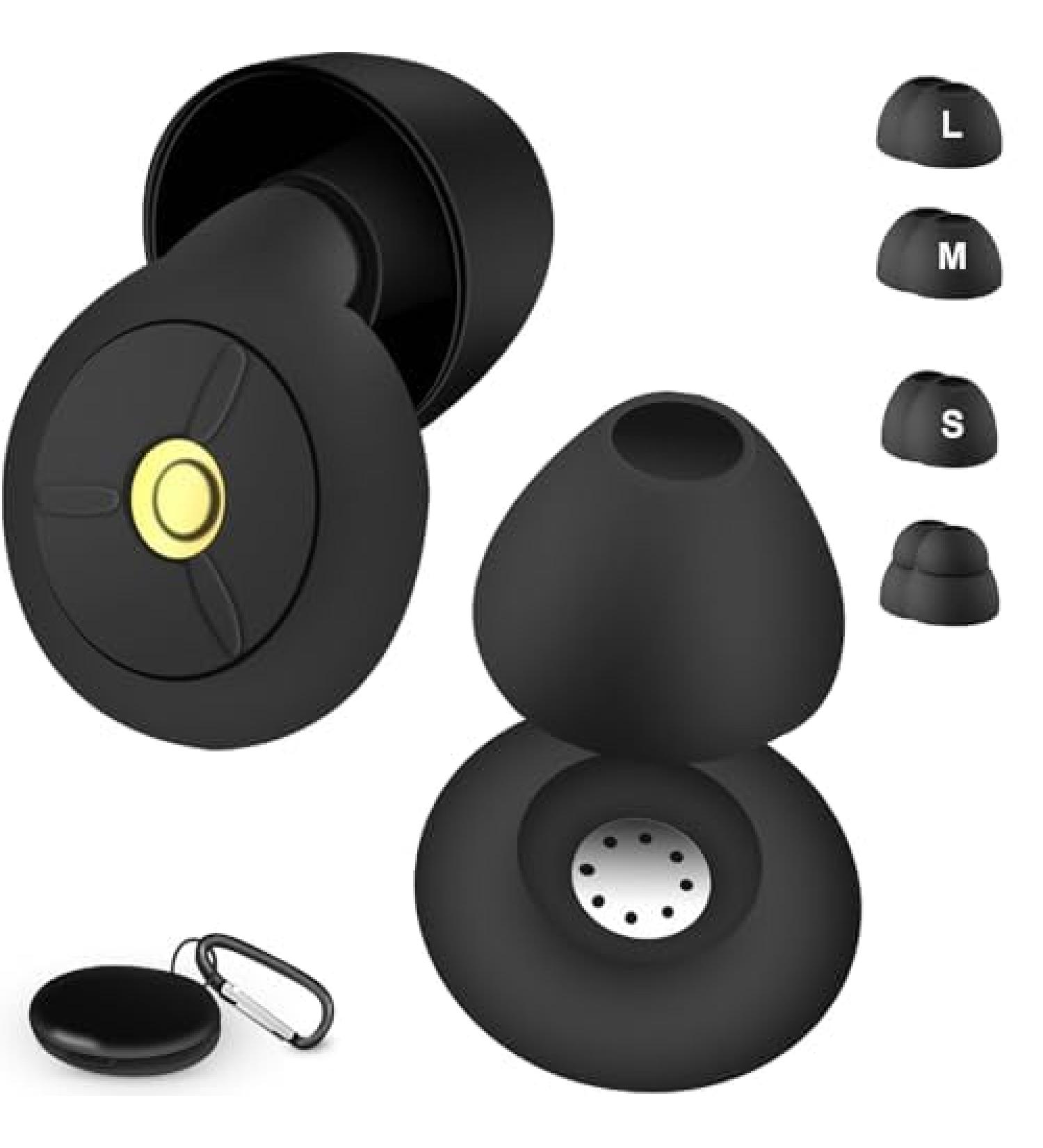 Ear Plugs for Sleeping | Comfortable Silicone Reusable Earplugs | Hearing Protection for Concerts Loud Music & Motorcycles | 20dB-25dB Noise Reduction | 8 Black Ear Tips - Buy Online on GoSupps.com