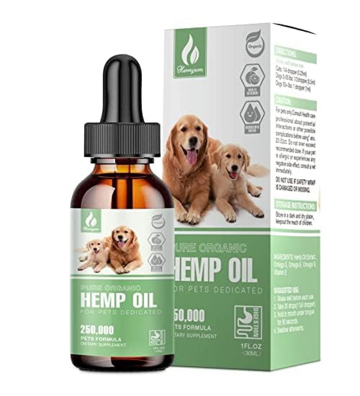 Oil for Dogs and Cats - Organic Extract Drops Dog Treats Rich in Omega 3-6-9 - Natural Pet Oil Non-GMO