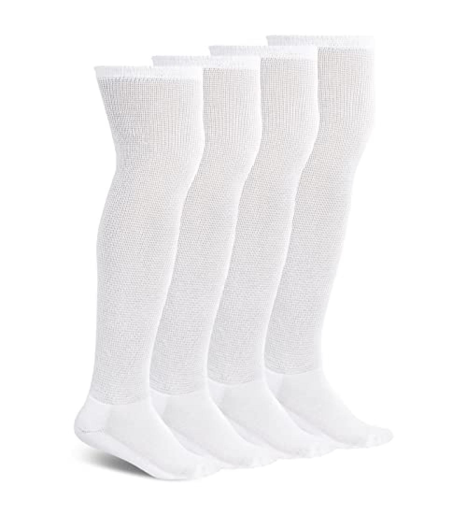 Athlemo 2 Pair Women Bamboo Diabetic Over Knee Cushioned Socks White (4-Pack) | Non-Binding Circulation Socks - Buy Online on GoSupps.com
