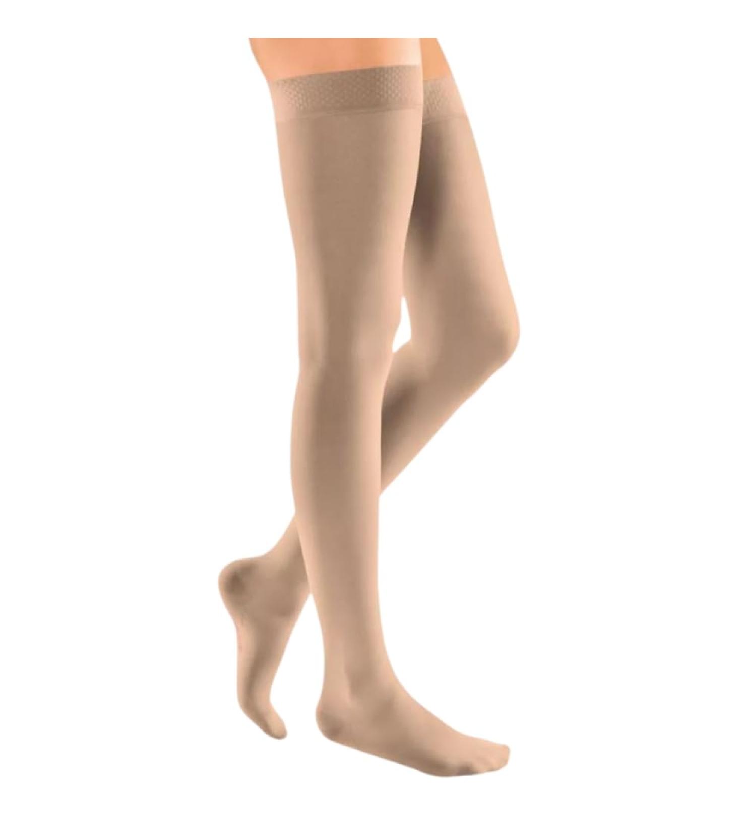 Medi Medive Elegance Compression Thigh Stockings | CCL1 | Beige | Size VII | Open Tip | Short | Nubic Ligament Motif - Buy Internationally - Buy Online on GoSupps.com