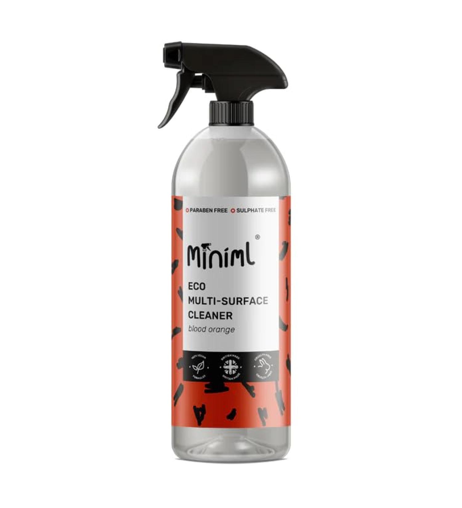 Miniml Eco Multi Surface Cleaner General Purpose Spray 750ml Blood Orange Scented for Cleaning All Surfaces Floors Walls Glass Kitchen Bathroom - Natural Plant Based Vegan Formula & Cruelty Free