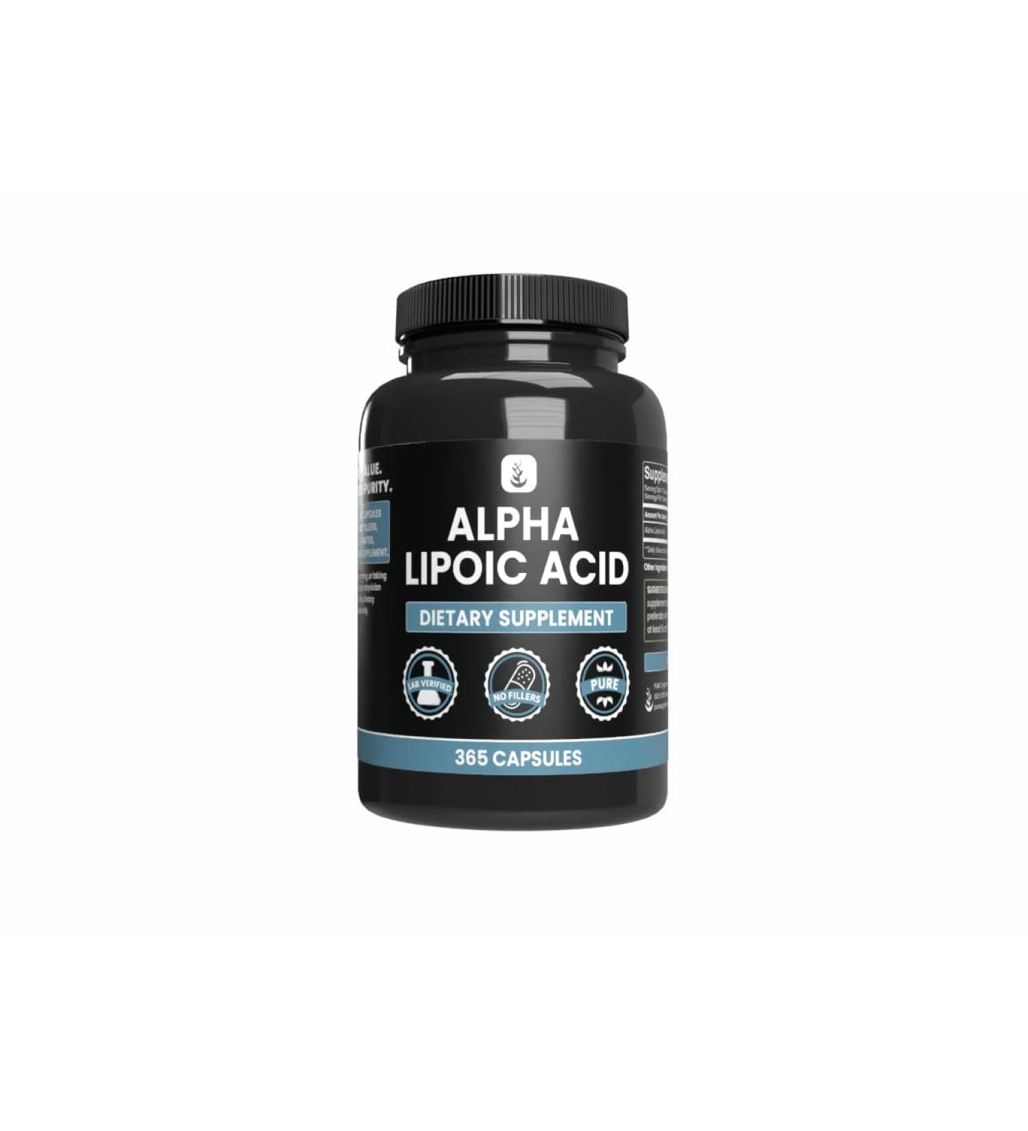 PURE ORIGINAL INGREDIENTS Alpha Lipoic Acid (365 Capsules) No Magnesium Or Rice Fillers Always Pure Lab Verified 365 Count (Pack of 1) - Buy Online on GoSupps.com