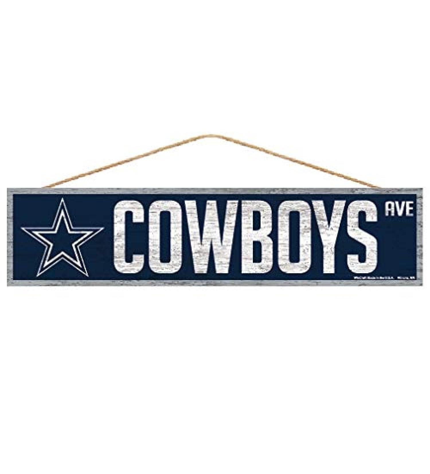 WinCraft NFL Dallas Cowboys SignWood Avenue Design, Team Color, 4x17