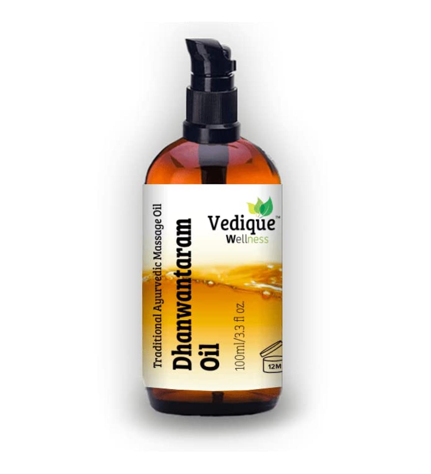VEDIQUE Remedies Dhanwantaram Oil - 100ml | Ayurvedic Massage Oil with 25+ Herbs | Vata Balancing | All Natural | International Shipping - Buy Online on GoSupps.com