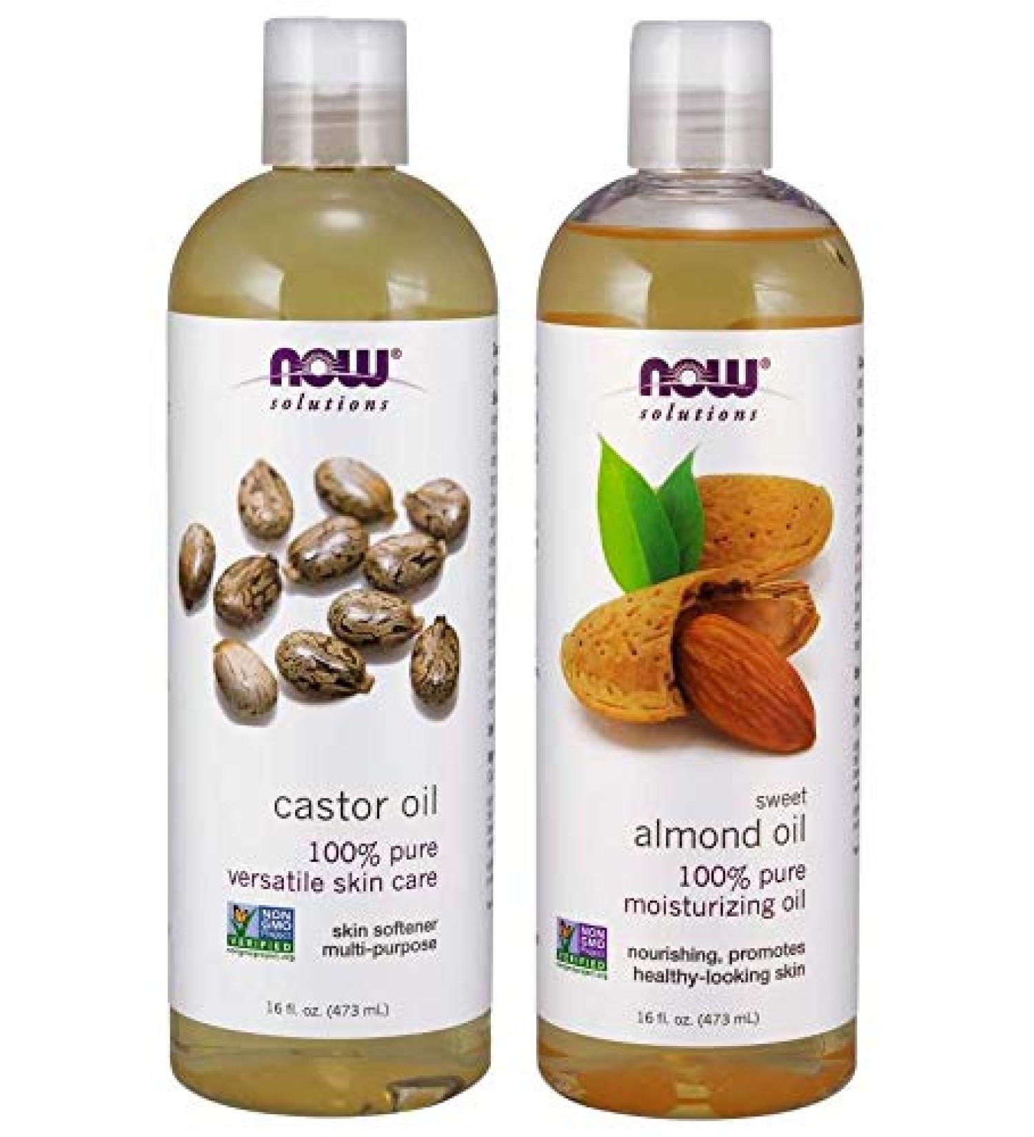 NOW Foods Almond & Castor Oil Combo Pack - 16 oz Each - Buy Online on GoSupps.com