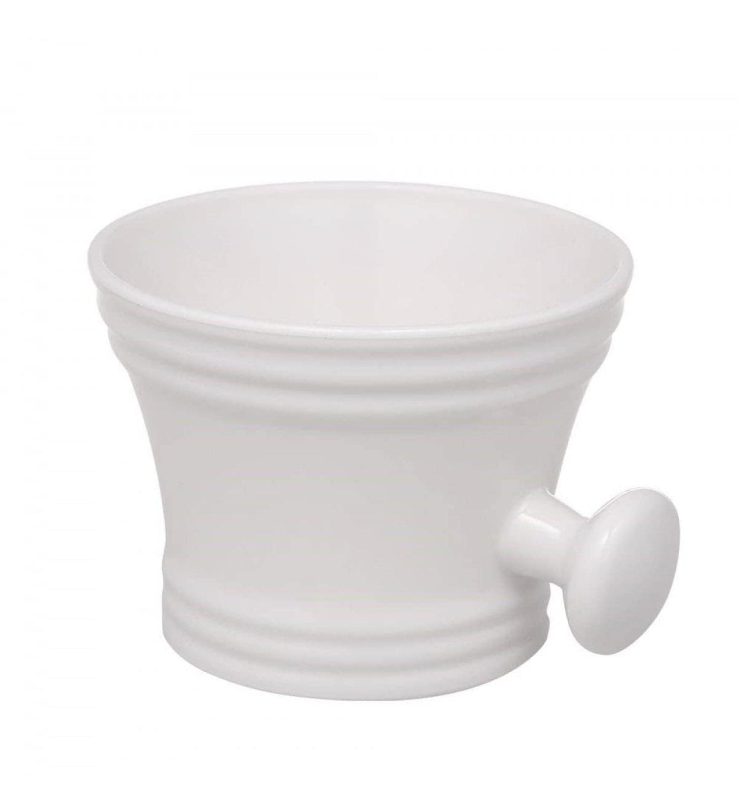 Sailor's Shaving Soap Bowl with White Handle - Simple and Smooth Cup for Shaving Soap