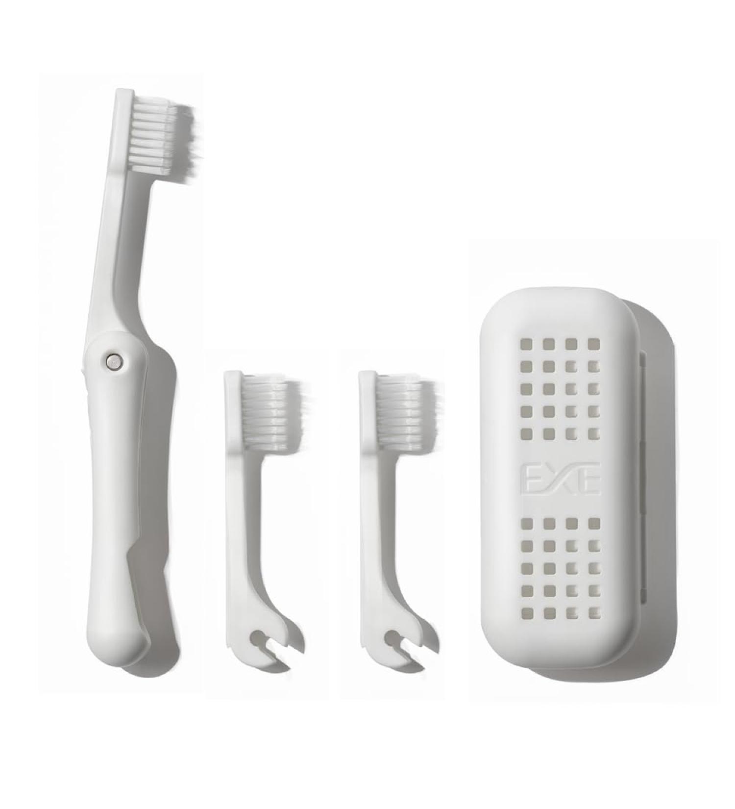 Travel Toothbrush with Case & Replaceable Heads - Ultimate Camping & Business Travel Essential | Xtr Space for Toothpaste - White - Buy Online on GoSupps.com
