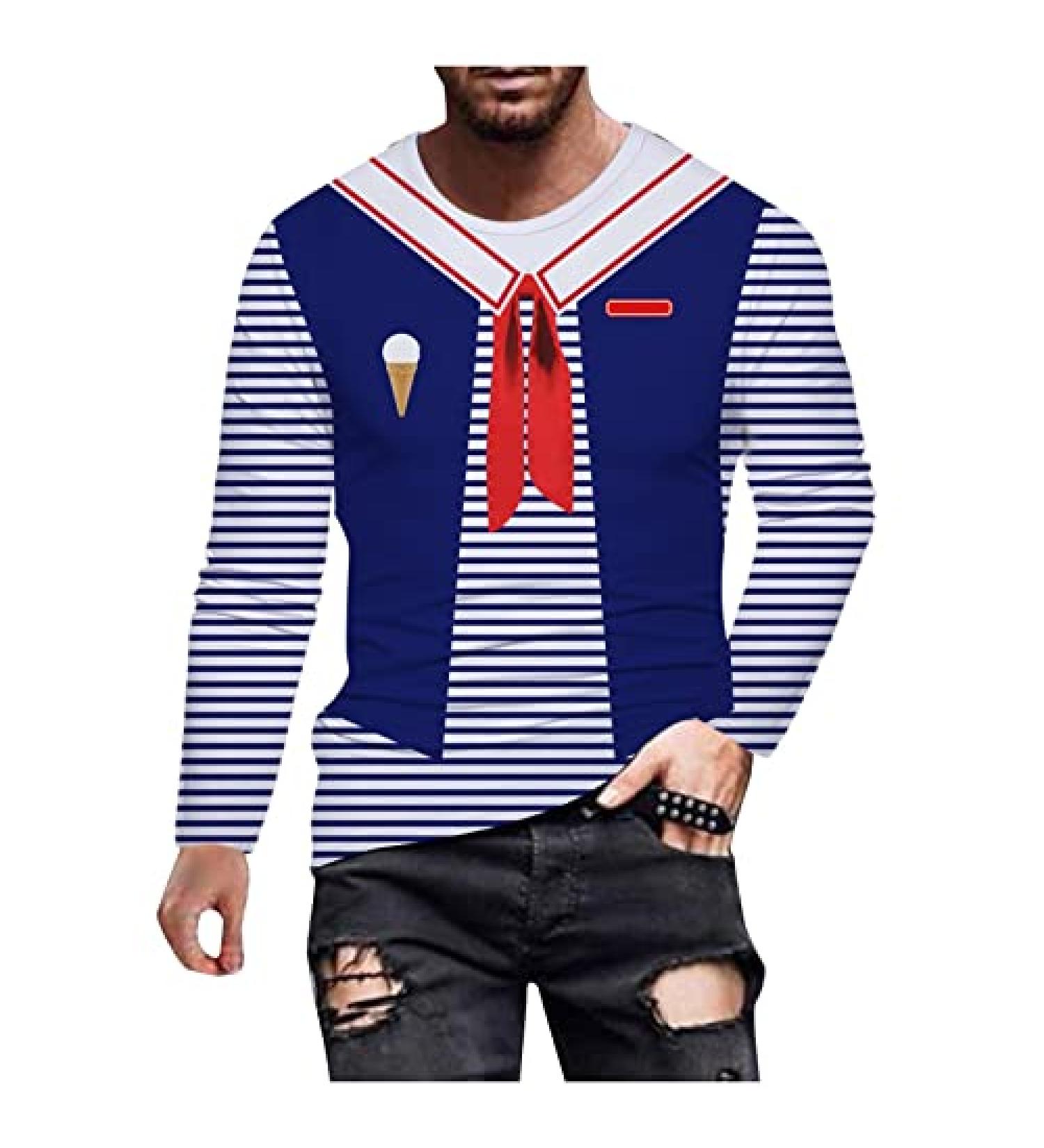 GXLONG Men's Funny Illusion Christmas Sailor Suit Tee Shirt - 3X-Large - Buy Online on GoSupps.com