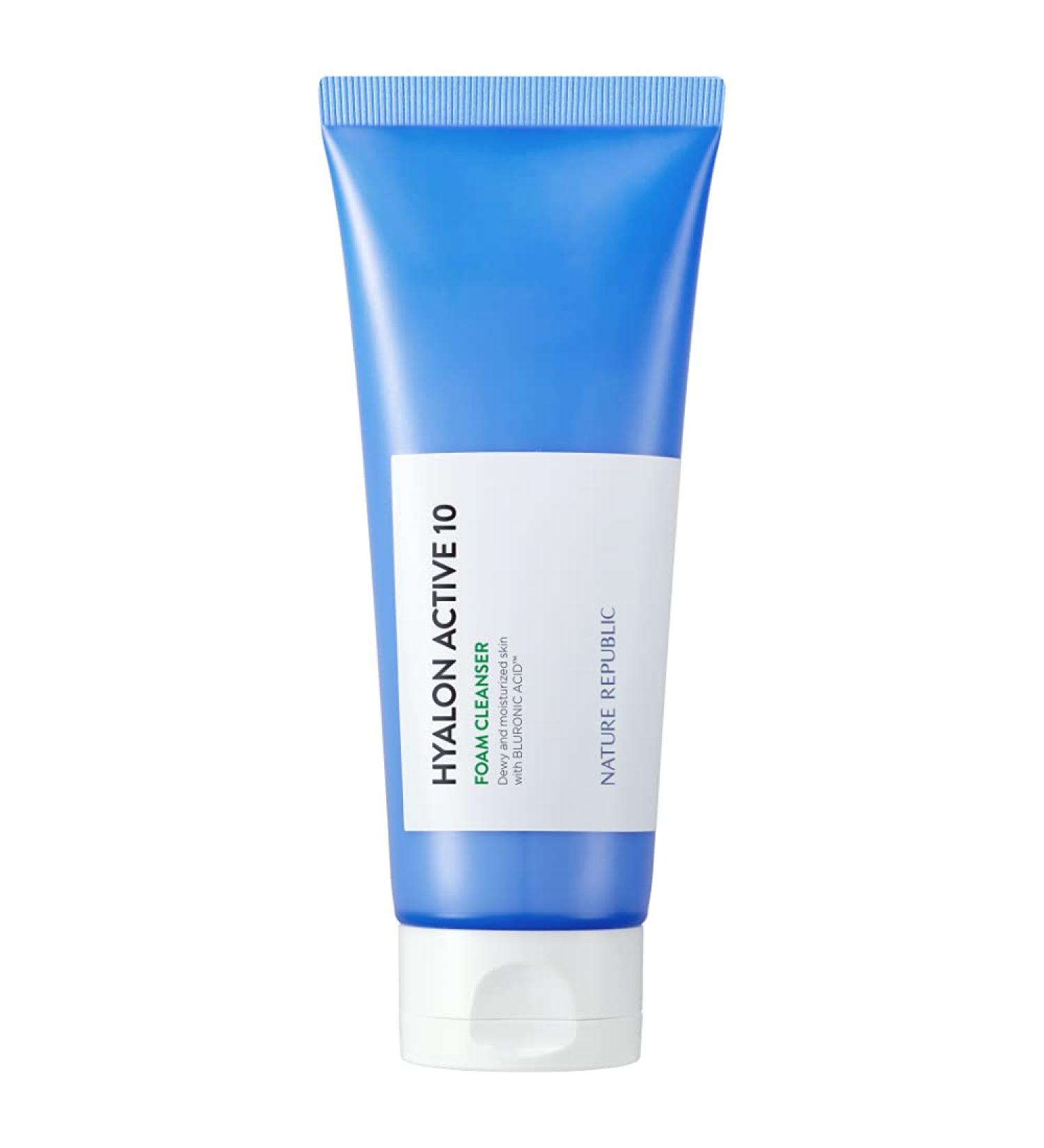 Nature Republic Daily Smoothing Face Foam Cleanser - Hyalon Active 10 Korean Skin Care for Sensitive Skin | 150ml/5.07Oz - Buy Online on GoSupps.com