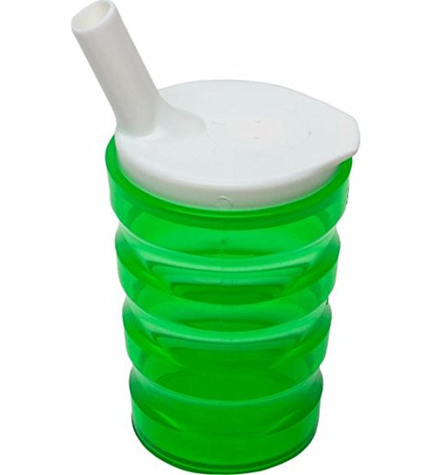 Grooved cup drinking aid Tink cup leak-proof/green