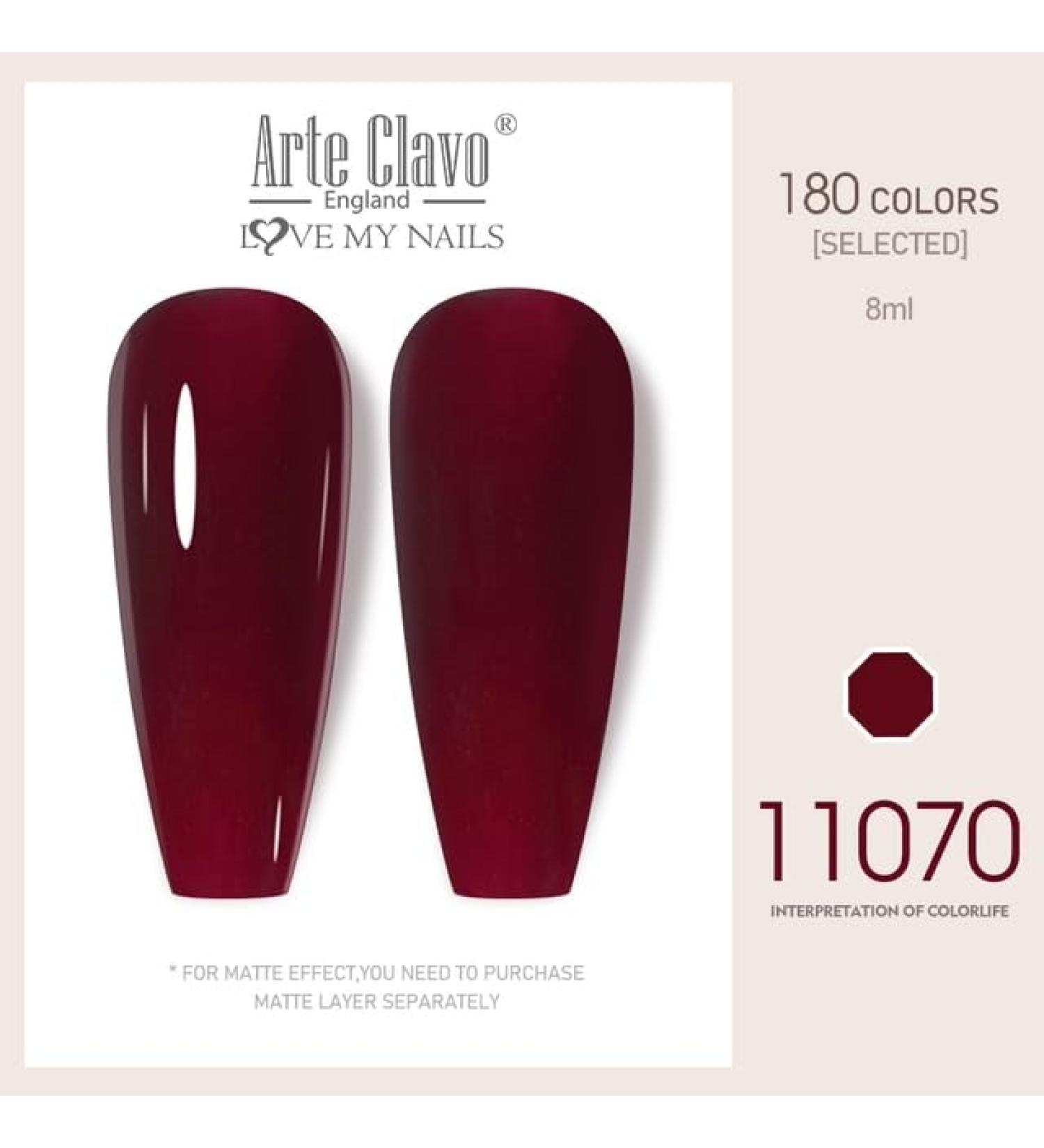 Arte Clavo Gel Nail Polish Semi-Permanent 8ml LED Varnish Soak Off Nail Art Primer Hybrid Varnish Gel Manicure Gellak Top Base - (Color: 11070) - Buy Online on GoSupps.com