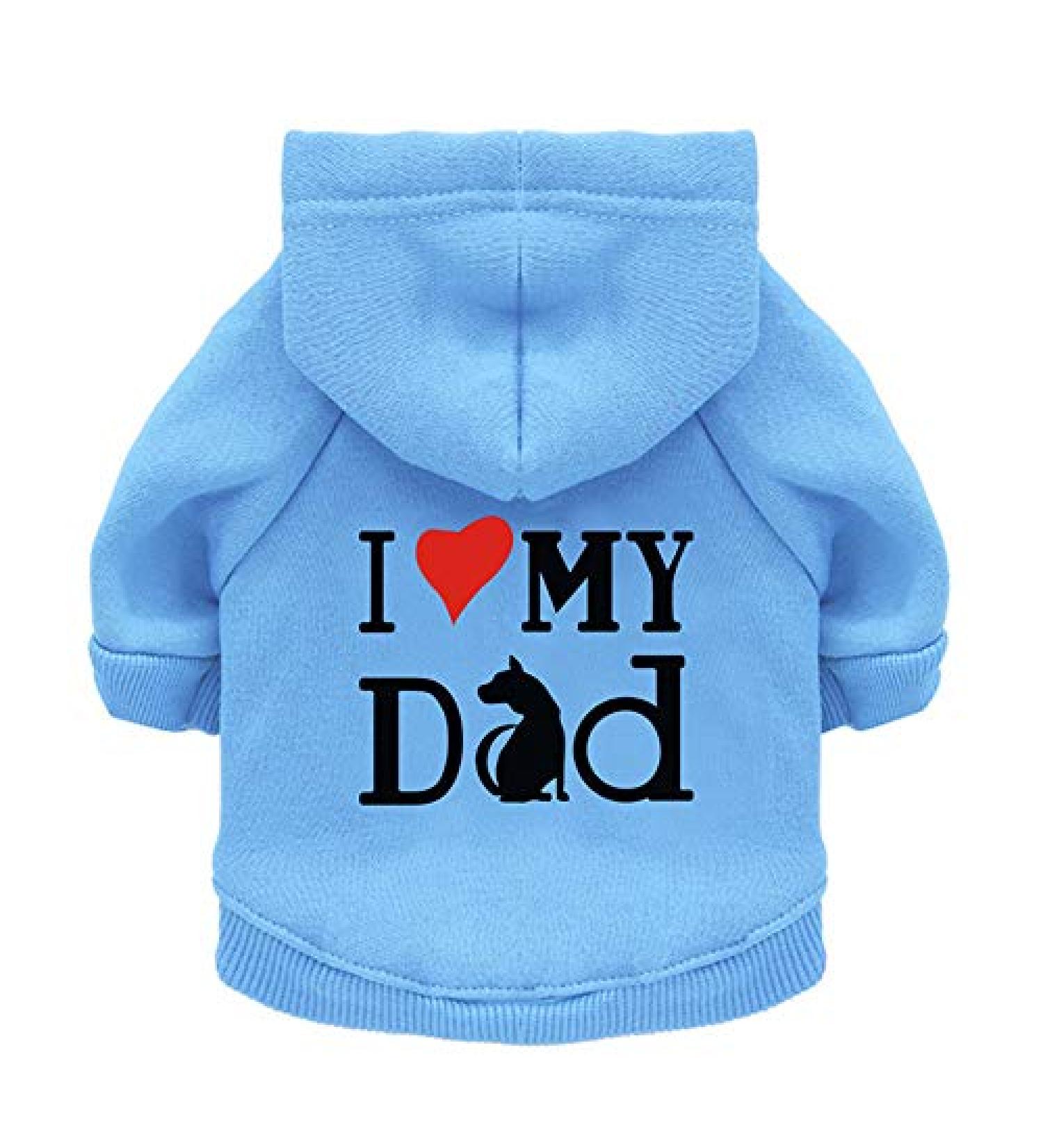 Clopon Pet's Hoodie Coat Love My Mom Printed Shirts Warm Sweater Outdoor Hooded Sweatshirt Dogs Clothes Blue B X-Small