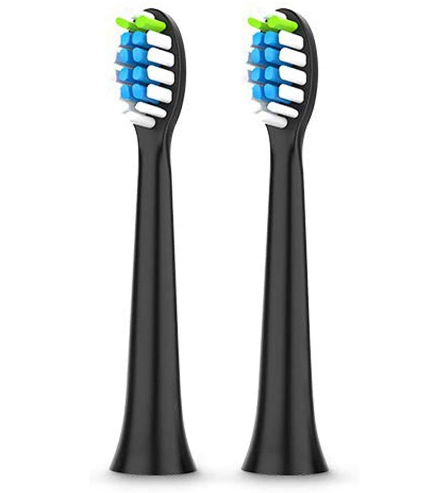 TOLVII Toothbrush Replacement Heads Refill 2 Count (Black)