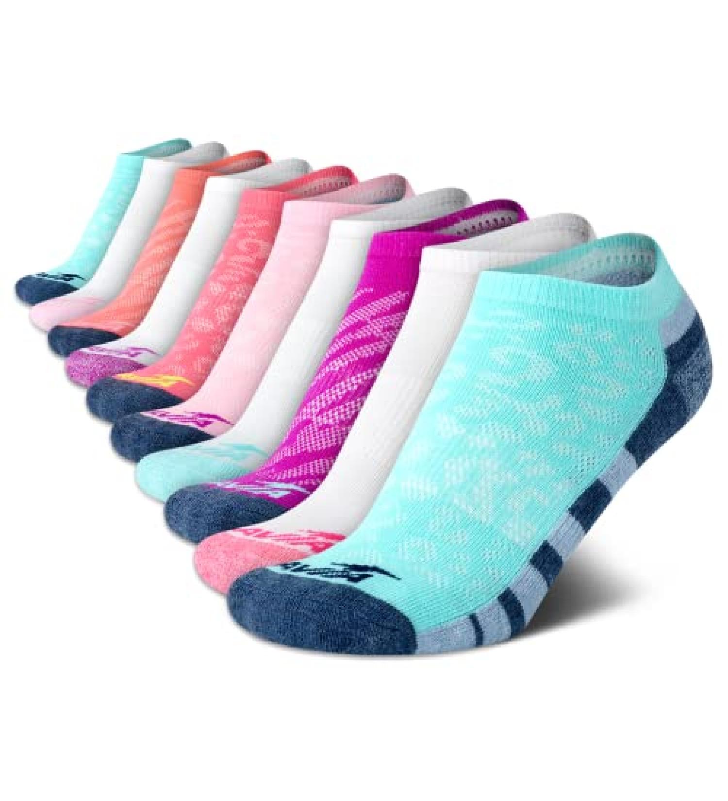 Avia Girls' 10 Pack Athletic Low Cut No Show Socks - Denim Assorted, Medium - Cushioned Liners for Active Kids - Buy Online on GoSupps.com