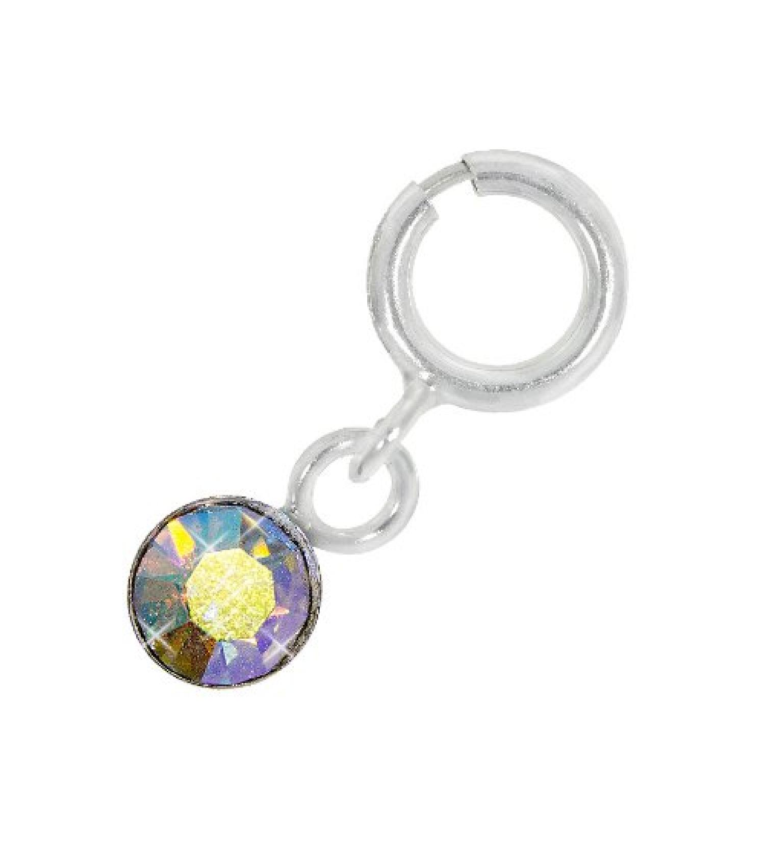 Nail Piercing Silver With Stone Iridescent - 925 Sterling Silver - Nail Art Finger Foot