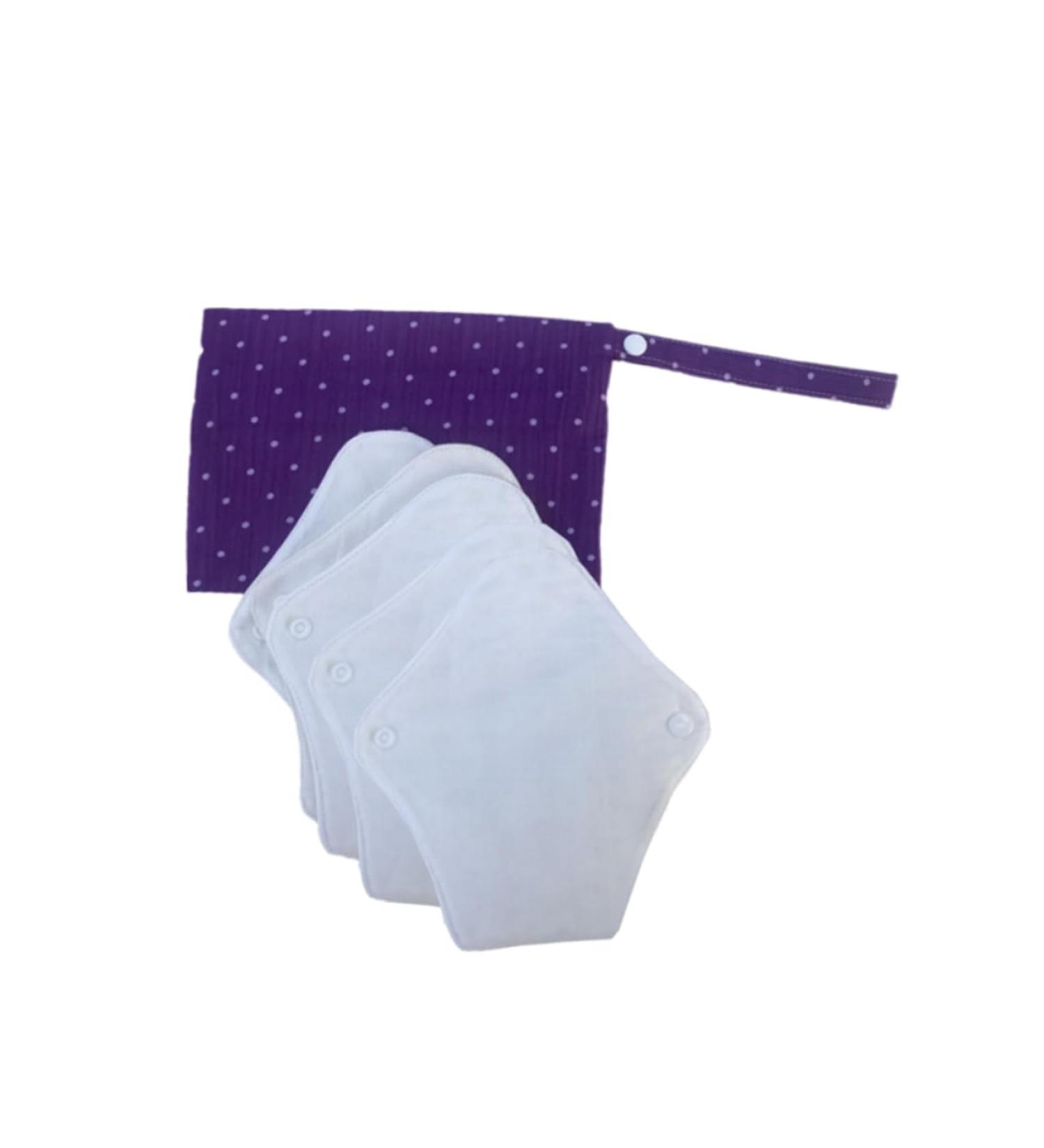 5pcs Reusable Menstrual Pads Set | Washable & Recyclable Cloth Pads for Women | Portable & White Underpants Napkin - Buy Online on GoSupps.com