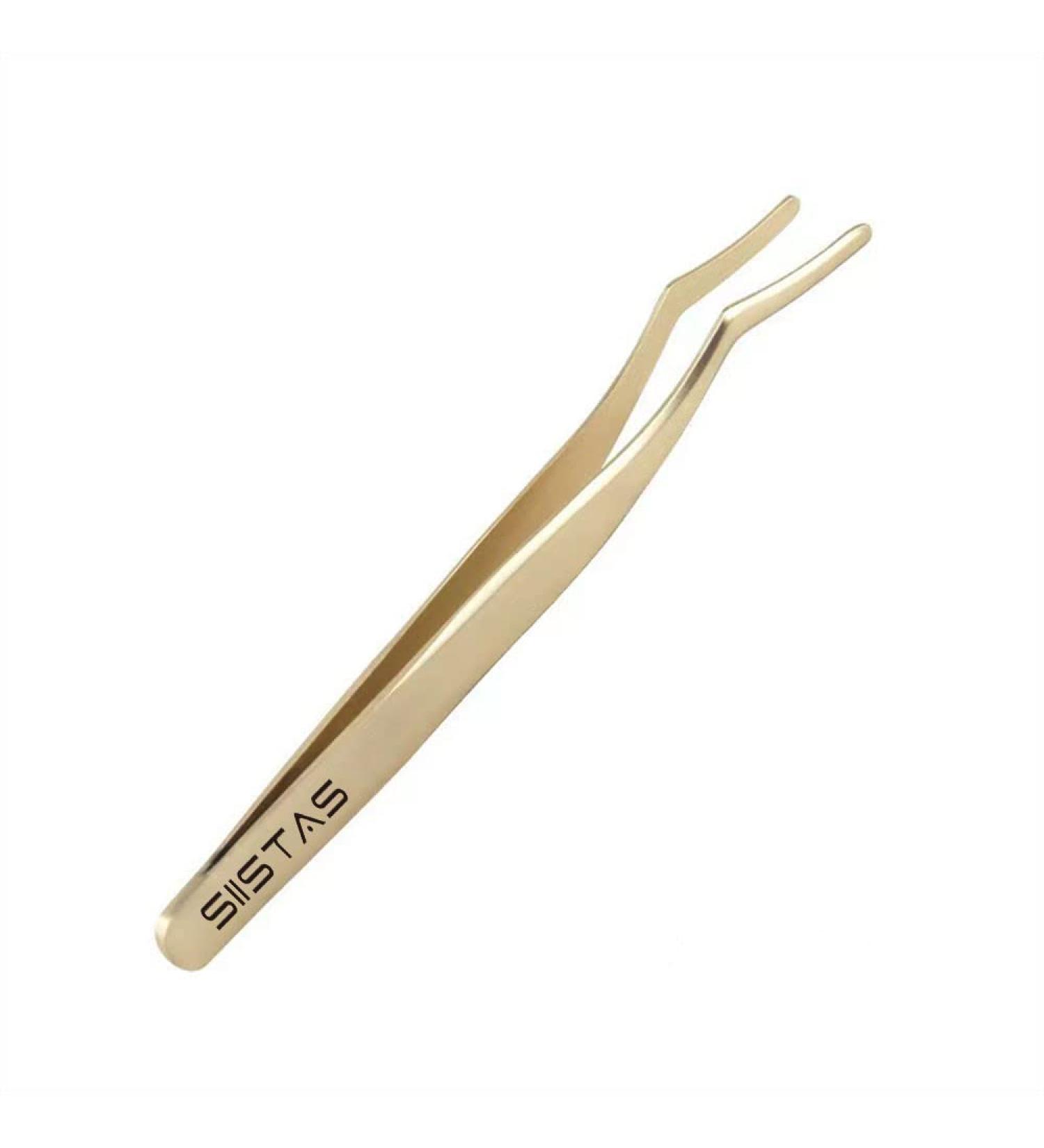 Lash Applicator Tool: Stainless Steel Curved Cluster Lash Tweezers - Gold - Buy Online on GoSupps.com