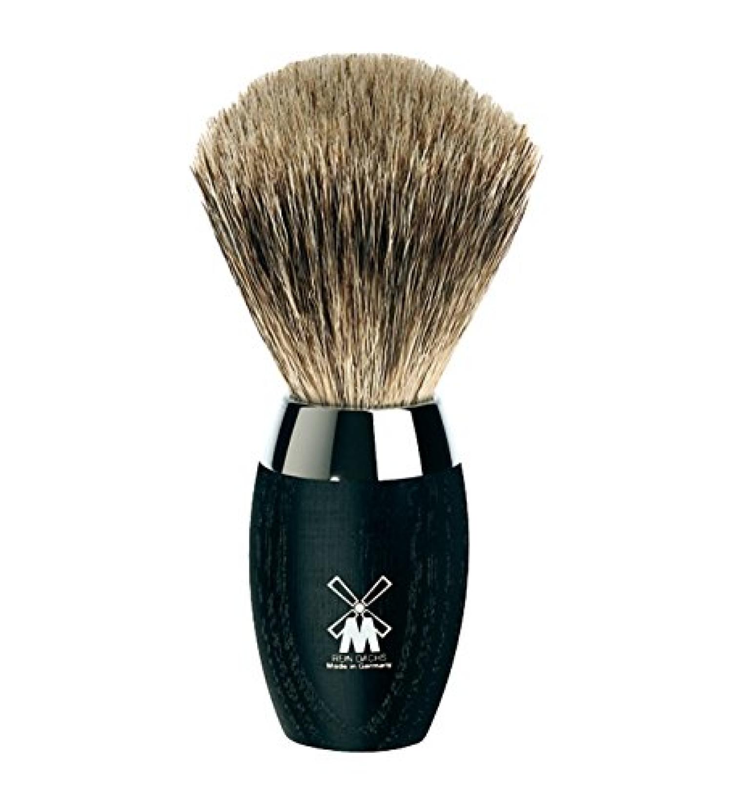 Redecker 641535 shaving brush badger hair bog oak stainless steel ring