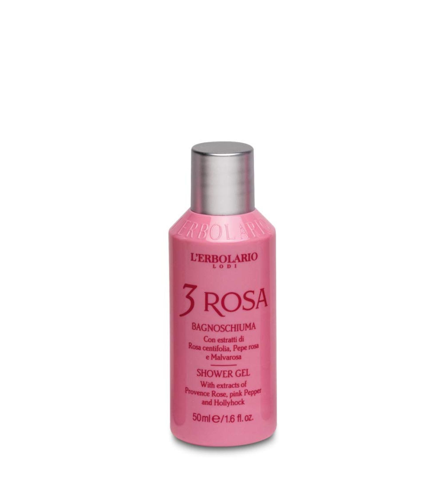 L'Erbolario Bagnoschiuma doccia 3 ROSA minitaglia 50ml donna detergente corpo