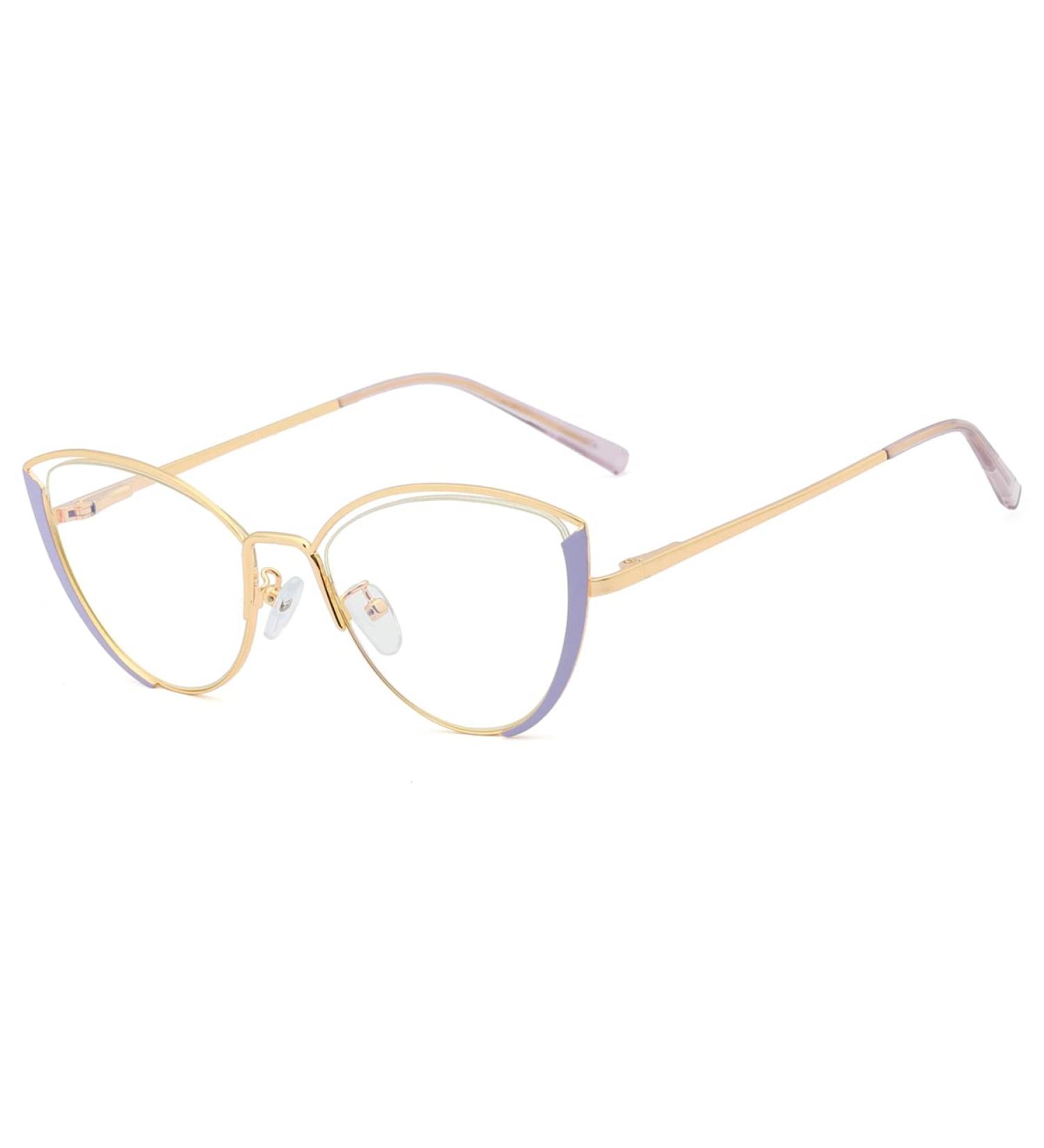 Buy Kachawoo Anti Blue Light Glasses for Women - Cat Eye Optical Eyewear with Purple Gold Half Frame - Buy Online on GoSupps.com