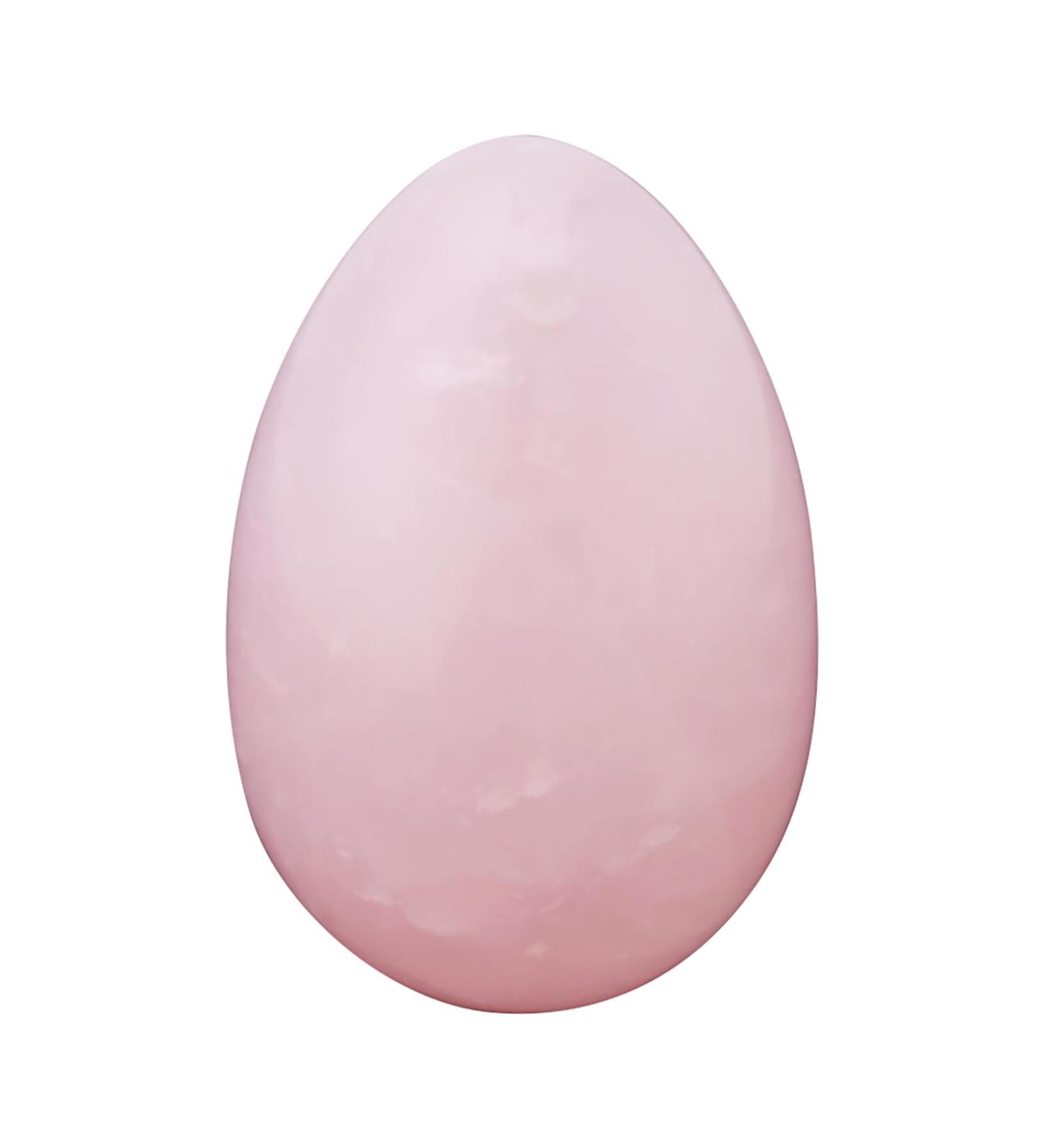 Rosenquarz Yoni Ei Massage Stone - Natural Crystal for Cone Exercises & Post-Birth Relaxation | Exquisite Craftsmanship with Pre-Drilled Hole - Buy Online on GoSupps.com