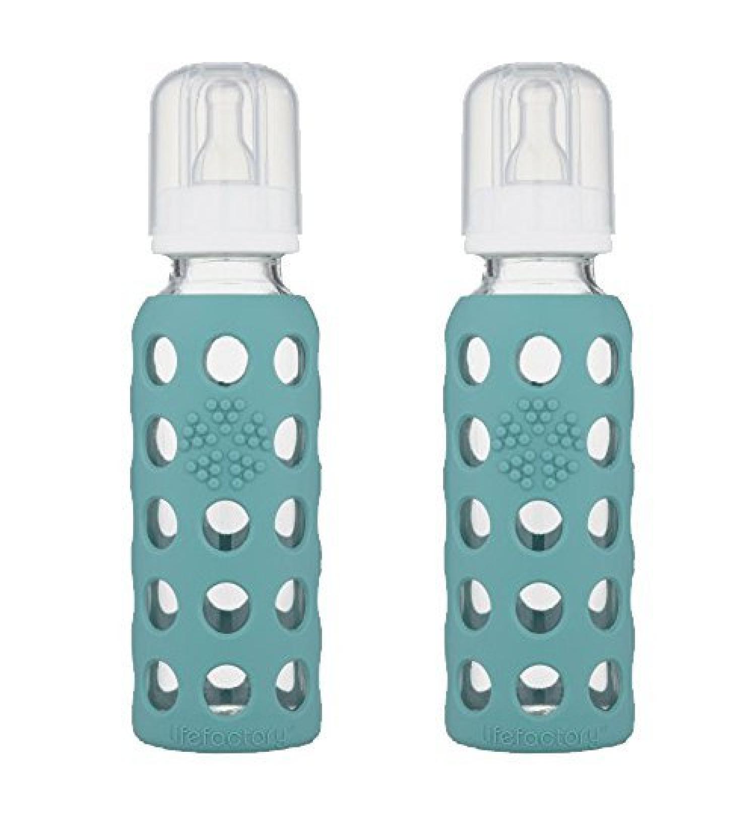 Lifefactory Glass Baby Bottle with Silicone Sleeve 9 Ounce 2 Pack - Kale