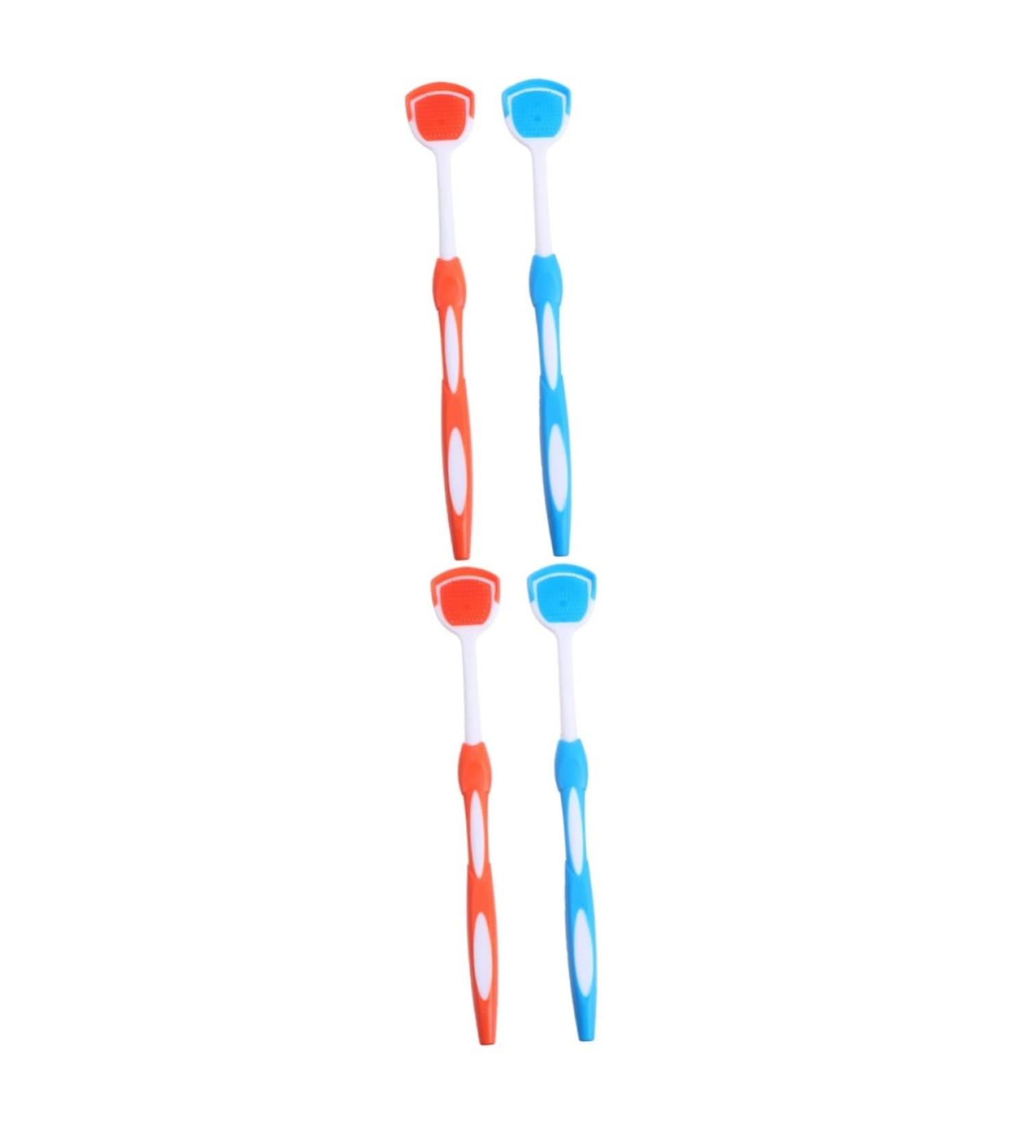 Buy Minkissy 4-Piece Tongue Cleaning Brush Set - Silicone Raspador de Lengua & Copper Scraper - Effective Oral Hygiene Tools in Blue & Orange - Buy Online on GoSupps.com
