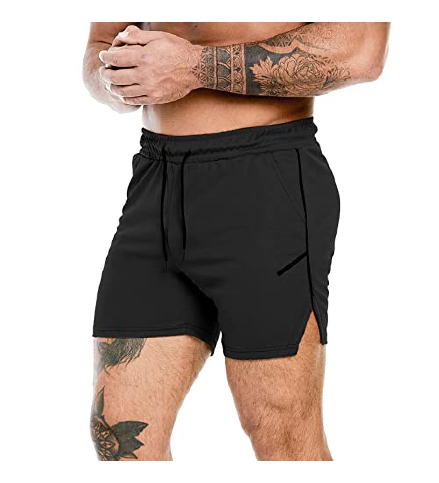 PIDOGYM Men's 5 Inch Workout Running Shorts - Lightweight Mesh Gym Shorts for Bodybuilding Training - Black, X-Large - Buy Online on GoSupps.com