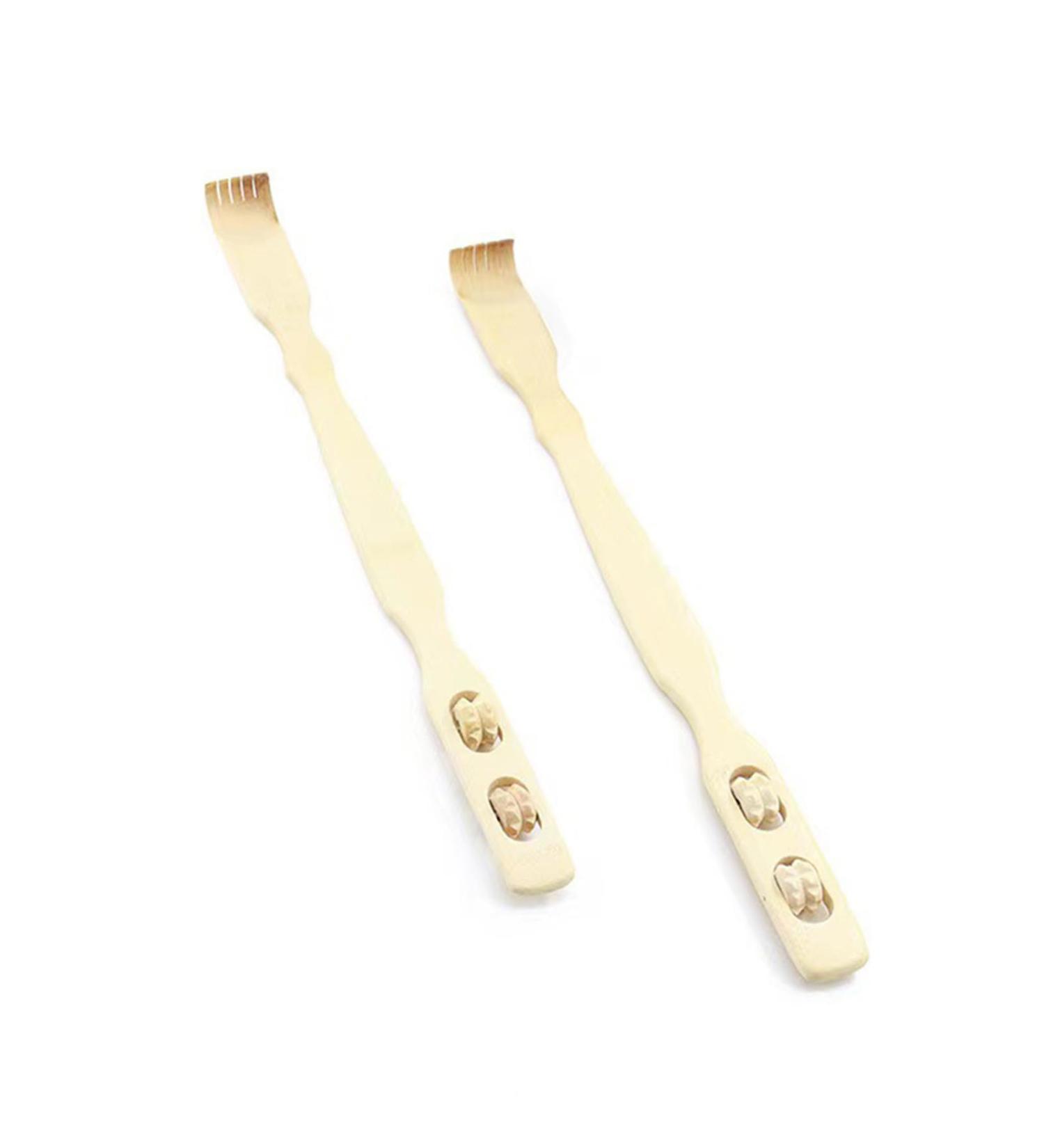 Premium Bamboo Back Scratcher & Massager with 2 Rollers for Neck Legs & Feet - International Shipping Available - Buy Online on GoSupps.com