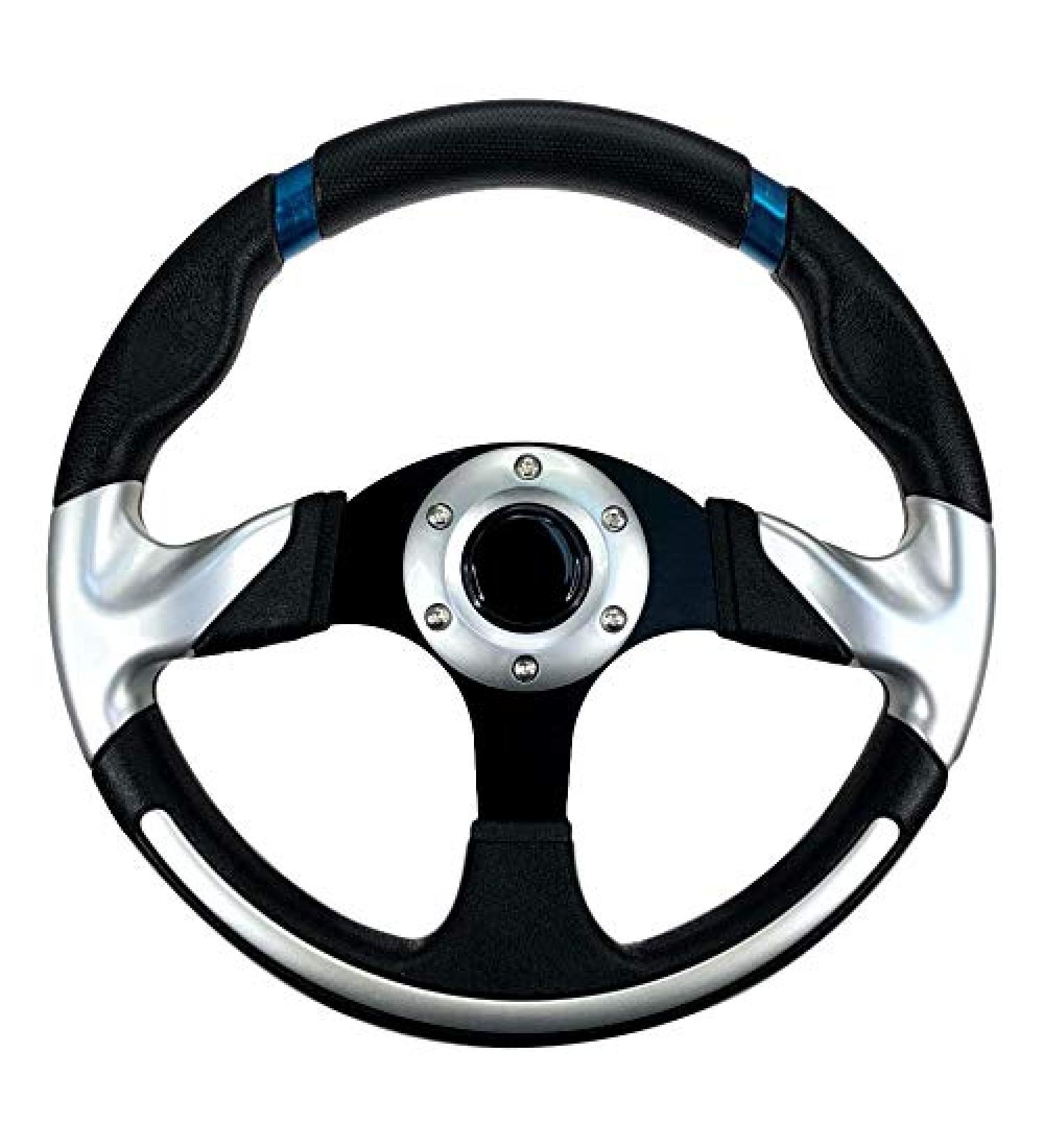 Pactrade Marine Boat Pontoon Non-Magnetic Steering Wheel - 12.5 Diameter, Aluminum Frame, Polyurethane Sleeves, Black - Buy Online on GoSupps.com