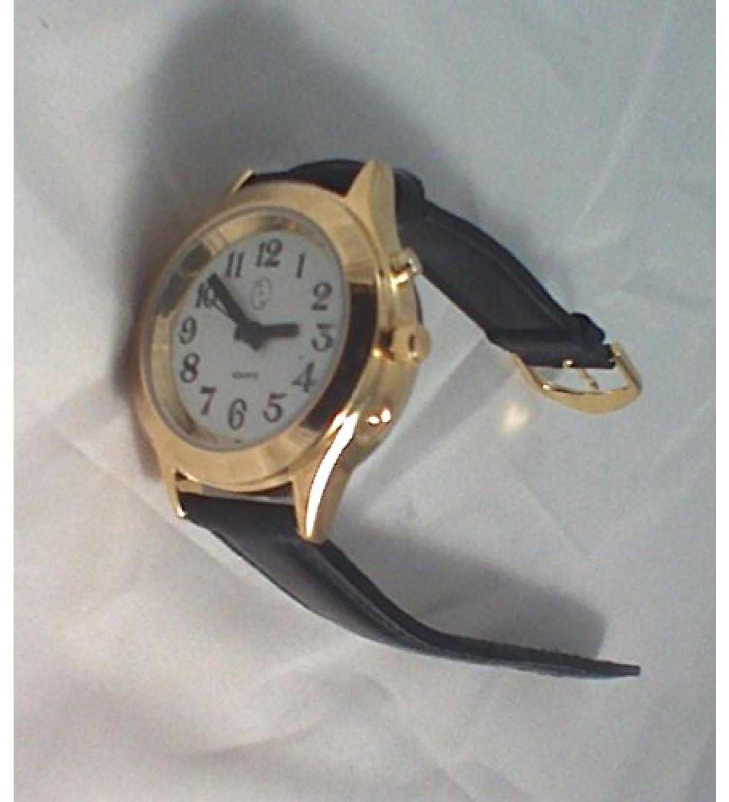Women's Deluxe Talking Watch Gold Tone with Black Leather Band - Buy Online on GoSupps.com