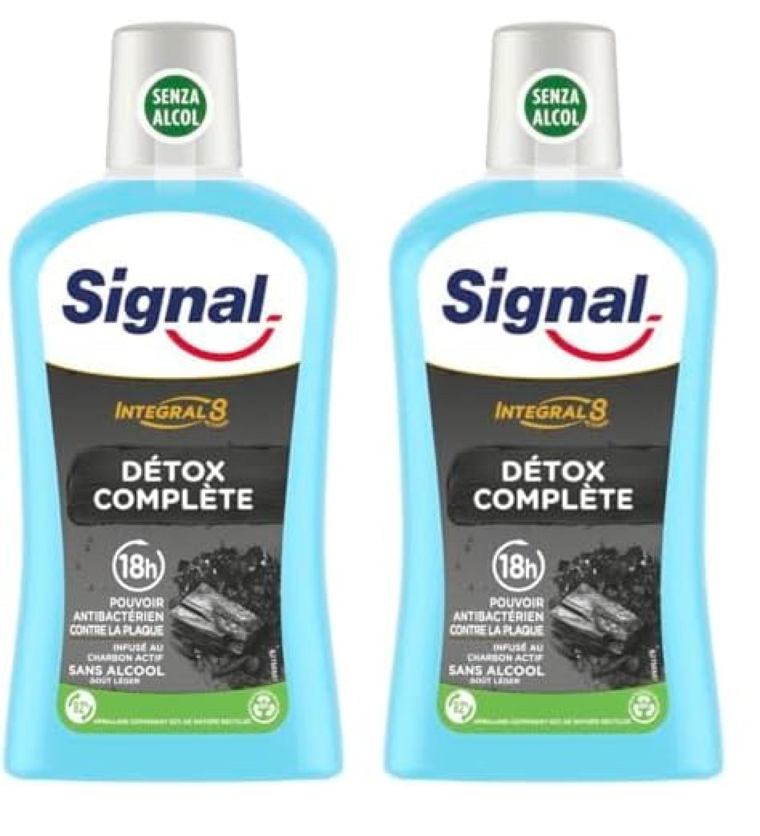 SIGNAL - Bain de Bouche Int gral 8 D tox Compl te - Infus au Charbon Actif - Enrichi en Zince Min ral pour une fficacit antibact rienne pendant 18h - Sans Alcool - 500ml (Lot de 2) - Buy Online on GoSupps.com