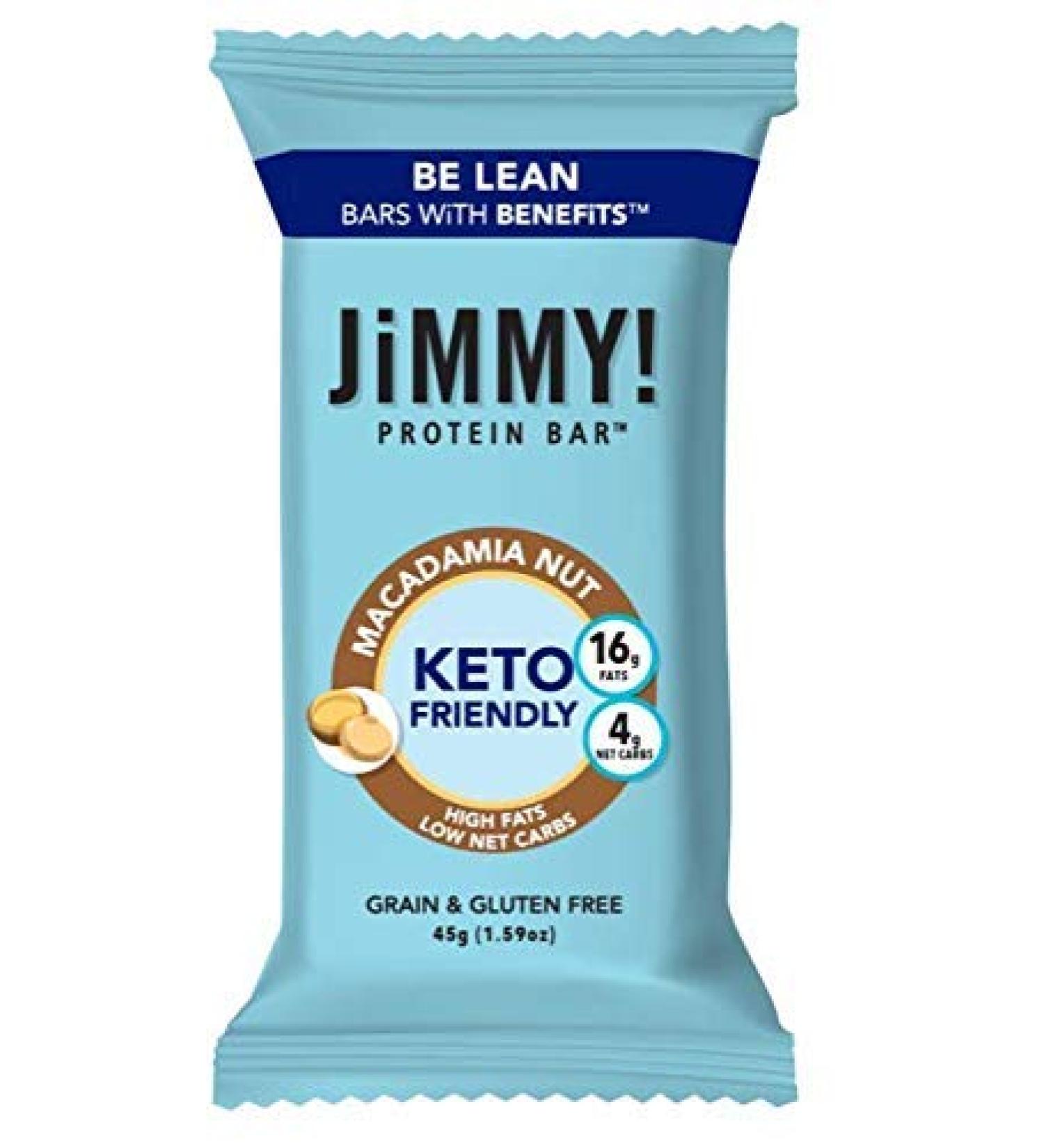 JiMMY! Keto Protein Bar - Macadamia Nut Flavor | 12 Count, Low Net Carb, Low Sugar, Gluten Free - Keto Friendly Energy Bar - Buy Online on GoSupps.com